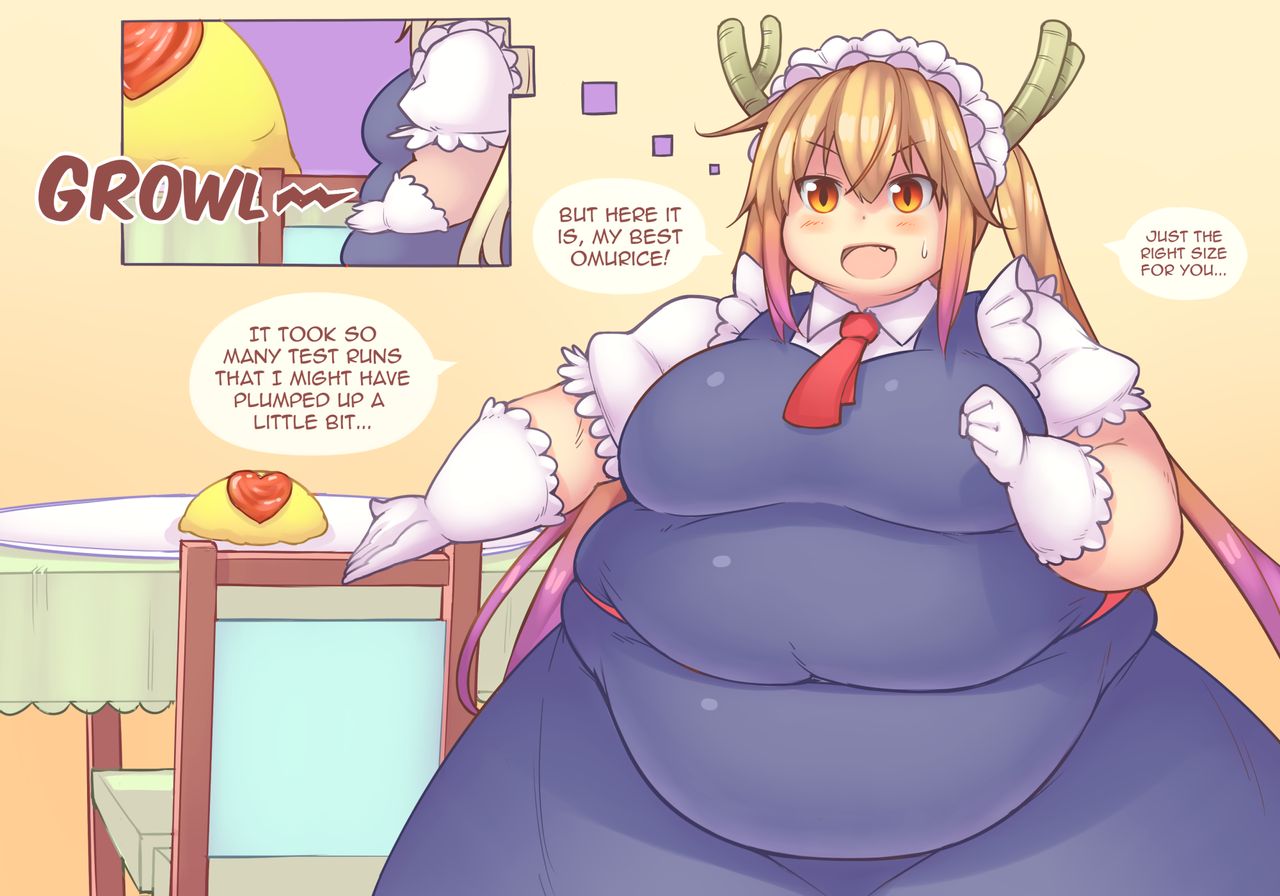 1girls, big belly, blonde hair, blush, chubby, double belly, fat, fat rolls, female, food, huge belly, huge hips, miss kobayashi's dragon maid, obese, obese female, orange eyes, overweight, pixiveo, stomach growling, sweat, tohru (dragon maid), weight gain, wholesome, wide hips