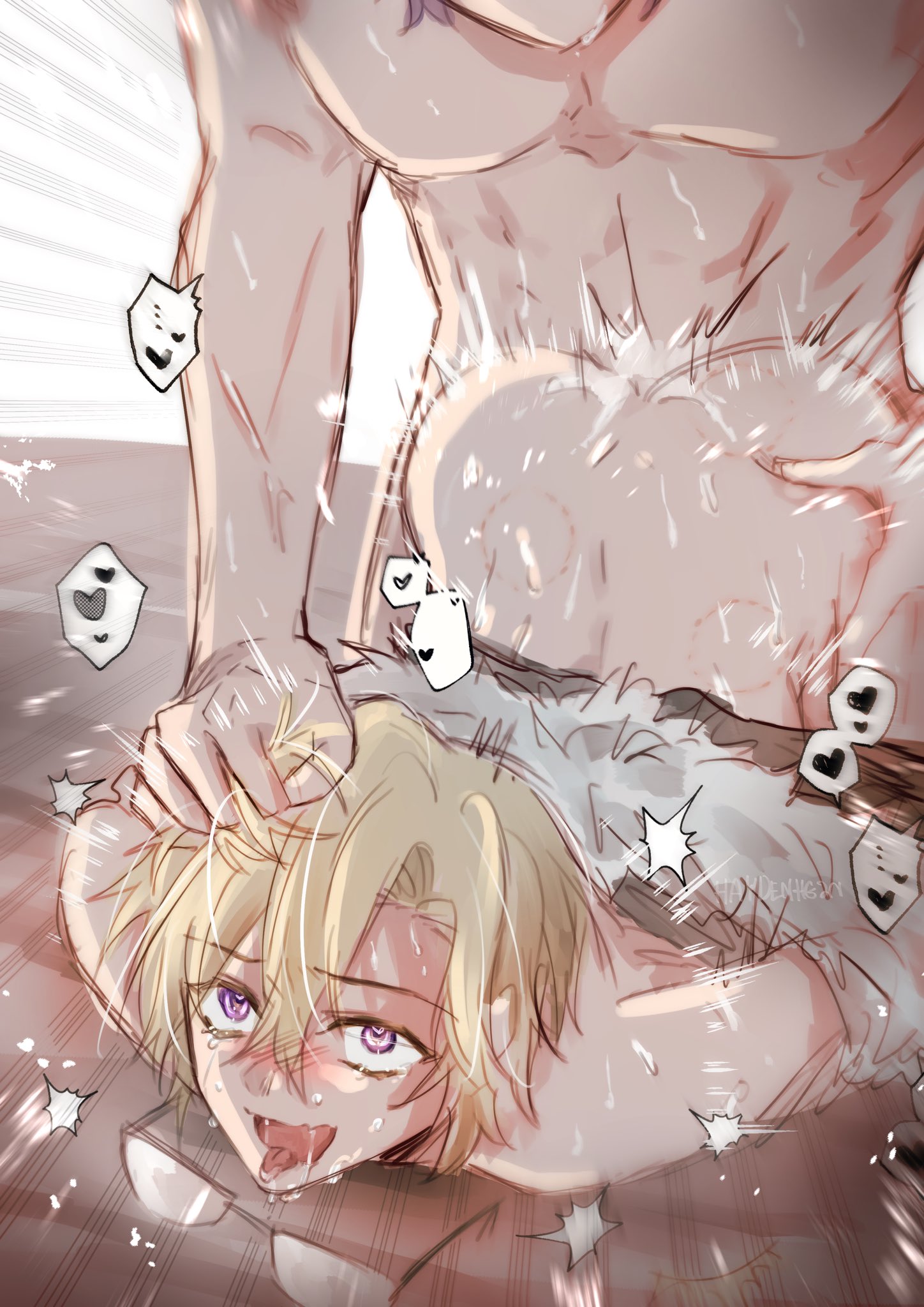 2boys, abs, aventurine (honkai: star rail), bite mark, blushing, cum, cum inside, cumming, dr. ratio (honkai: star rail), fucked silly, hair pull, haydenheinx, honkai (series), honkai: star rail, male, male only, male/male, moaning, muscles, rough sex, yaoi