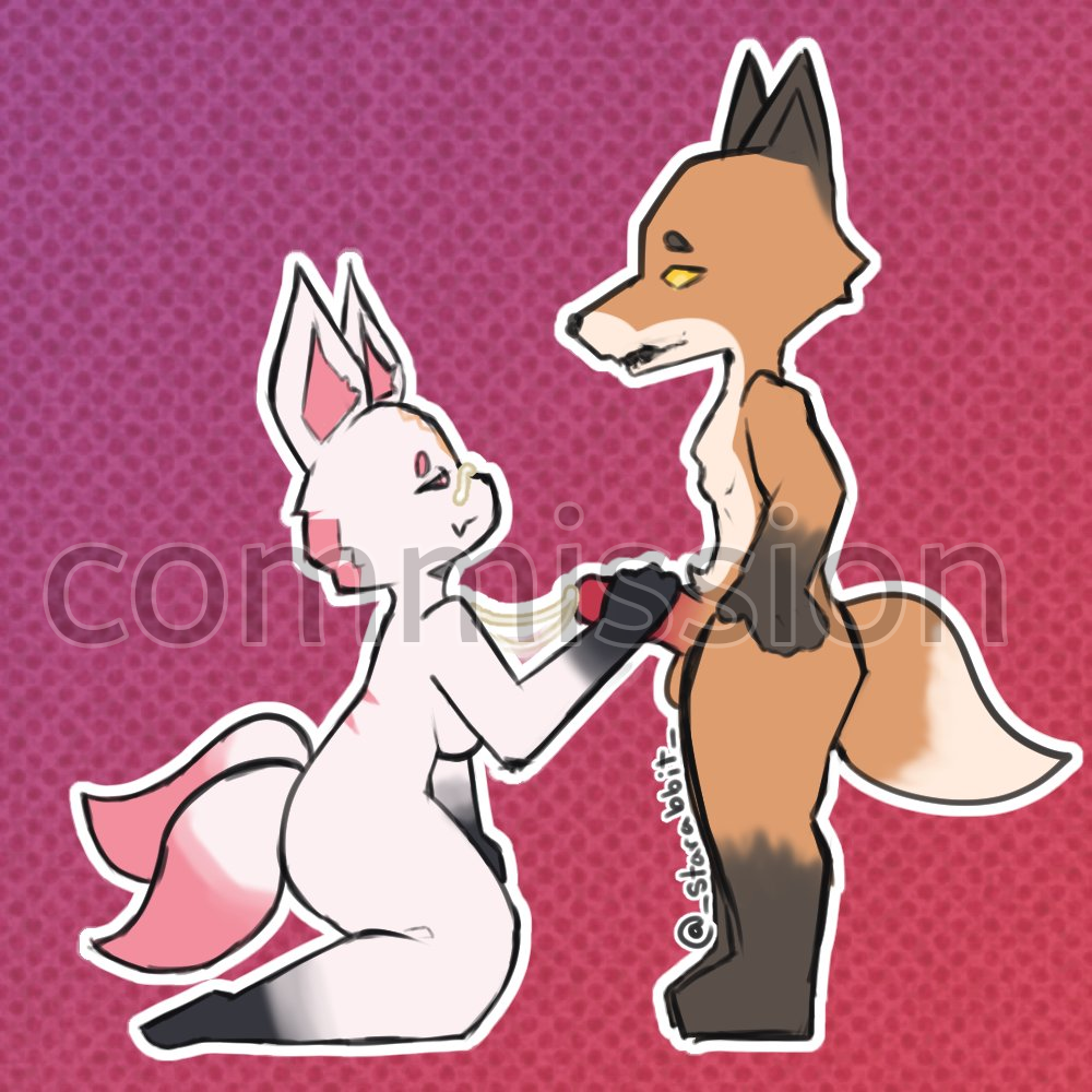 anthro bodily_fluids canid canine catalyst_(fortnite) cum cum_on_face distracting_watermark drift_(fortnite) duo epic_games female fortnite fox fox_spirit genital_fluids handjob kneeling male male/female mammal penile sex starabbit watermark