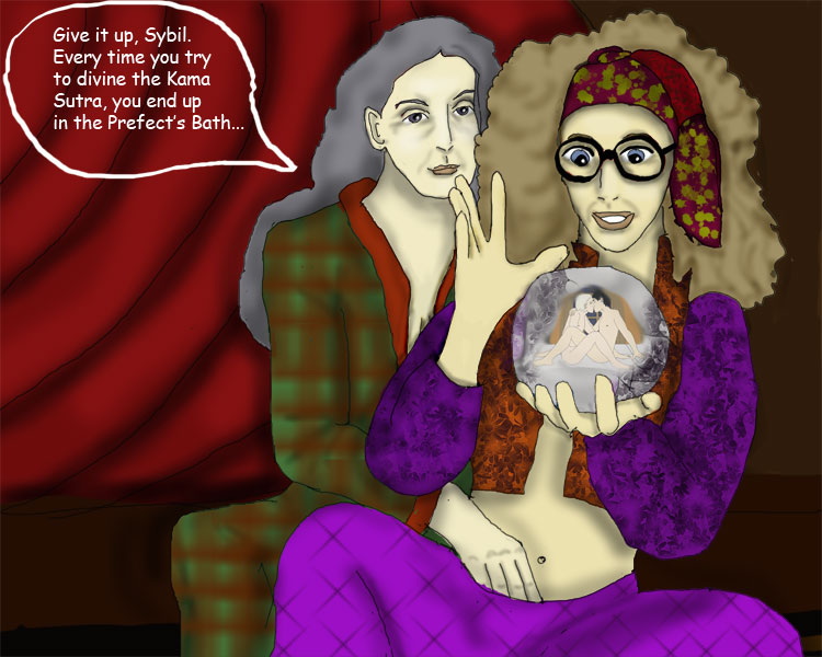 2girls crystal_ball divination_teacher draco_malfoy english english_text fortune_teller hand_under_skirt harry_potter hogwarts mature_female minerva_mcgonagall multiple_girls professor sybill_trelawney teacher transfiguration_teacher