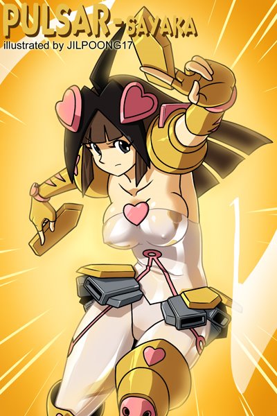 1girls breasts brown_eyes brown_hair female human jilpoong17 large_breasts light-skinned_female light_skin long_hair mazinger mazinger_z megas_xlr pulsar-sayaka sayaka_yumi solo ultra_chicks