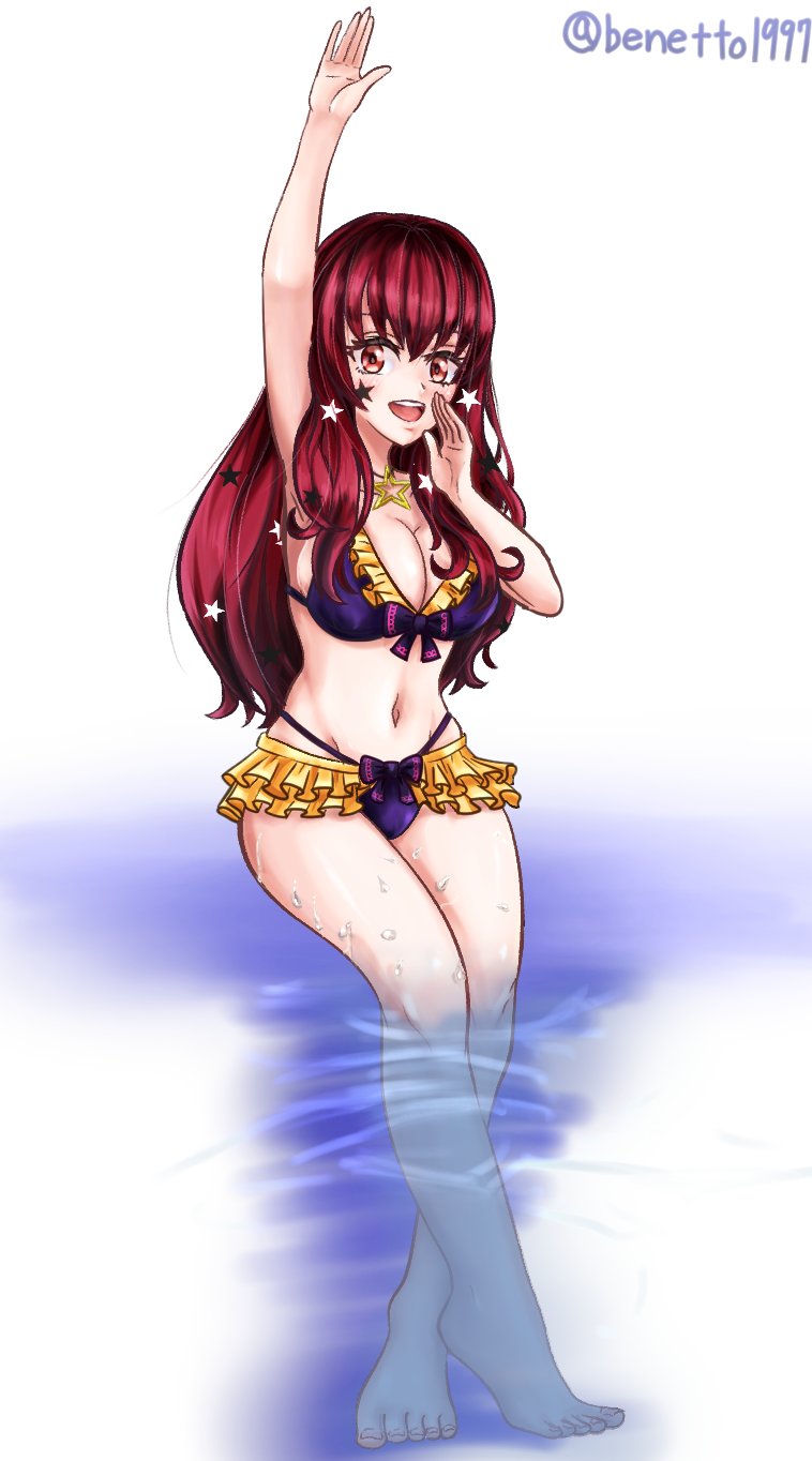 alternate_costume benetto1997 bikini breasts female female_only fire_emblem fire_emblem_engage nintendo open_mouth purple_bikini purple_swimsuit solo swimsuit yunaka_(fire_emblem)