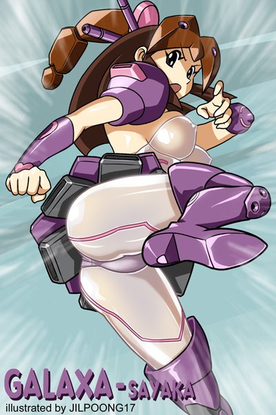 1girls breasts brown_eyes brown_hair female galaxa-sayaka human jilpoong17 large_breasts light-skinned_female light_skin long_hair mazinger mazinger_z megas_xlr sayaka_yumi solo ultra_chicks