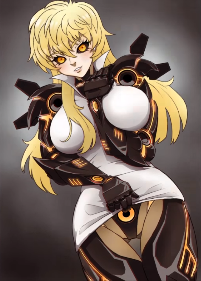 blonde_hair cute cyborg female genderbend genderswap genderswap_(mtf) genos gold_eyes large_breasts long_hair mikeymegamega one-punch_man rule_63 tagme wide_hips