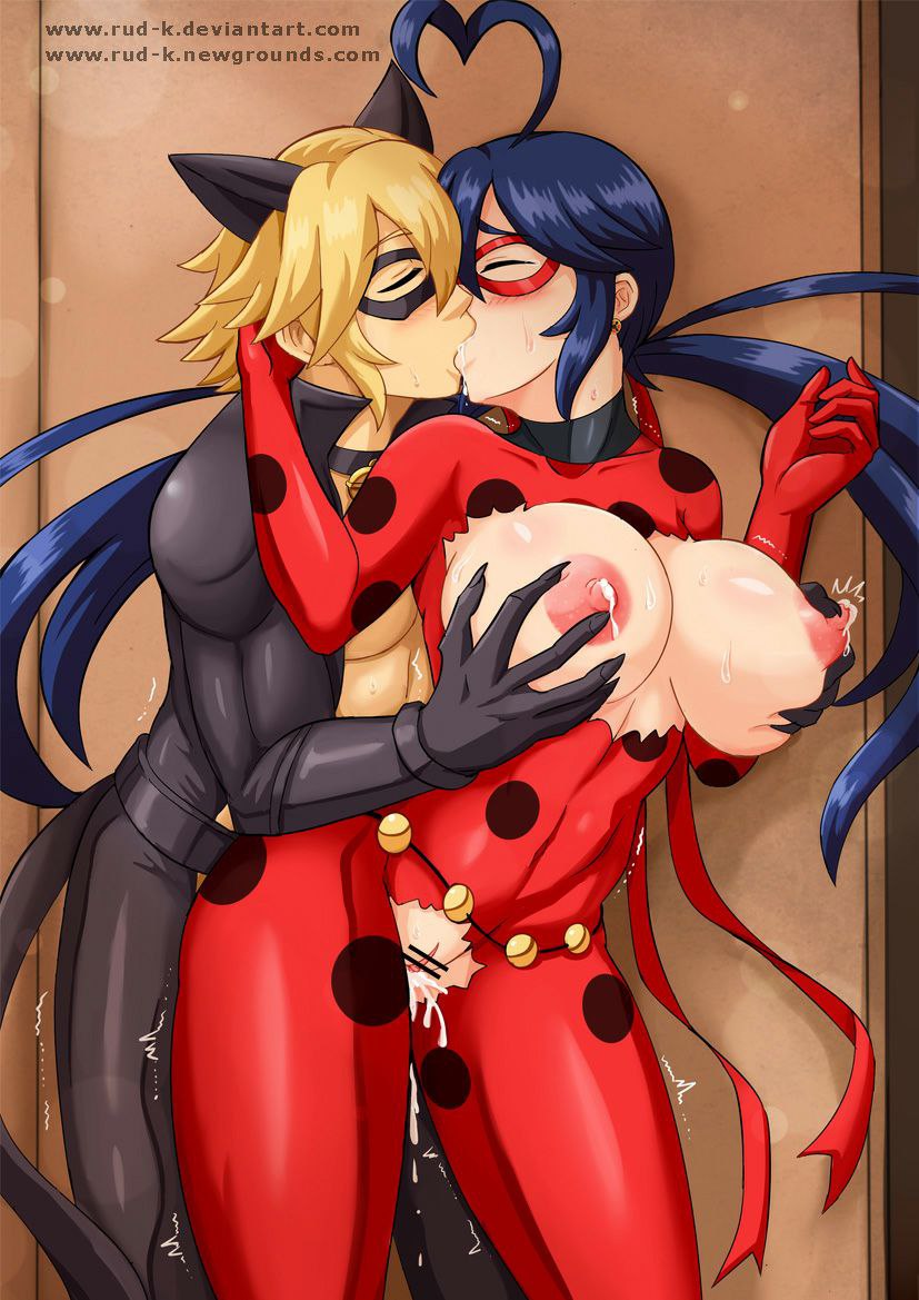 adrien_agreste ahoge big_breasts breast_grab breast_squeeze breasts breasts_out cat_noir censored cum cum_in_pussy cum_inside female heart heart_ahoge kissing ladybug_(character) male marinette_cheng marinette_cheng_(pv) marinette_dupain-cheng miraculous_ladybug ripped_clothing rud-k sex