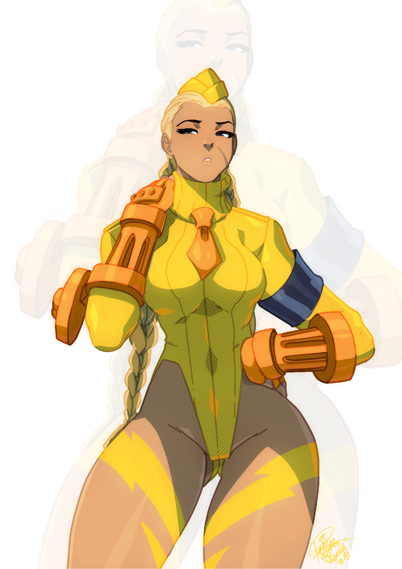 artist name, artist signature, cammy white, capcom, female, female focus, female only, street fighter, thick thighs, thighs, tovio rogers, twitter, video games, white background, wide hips