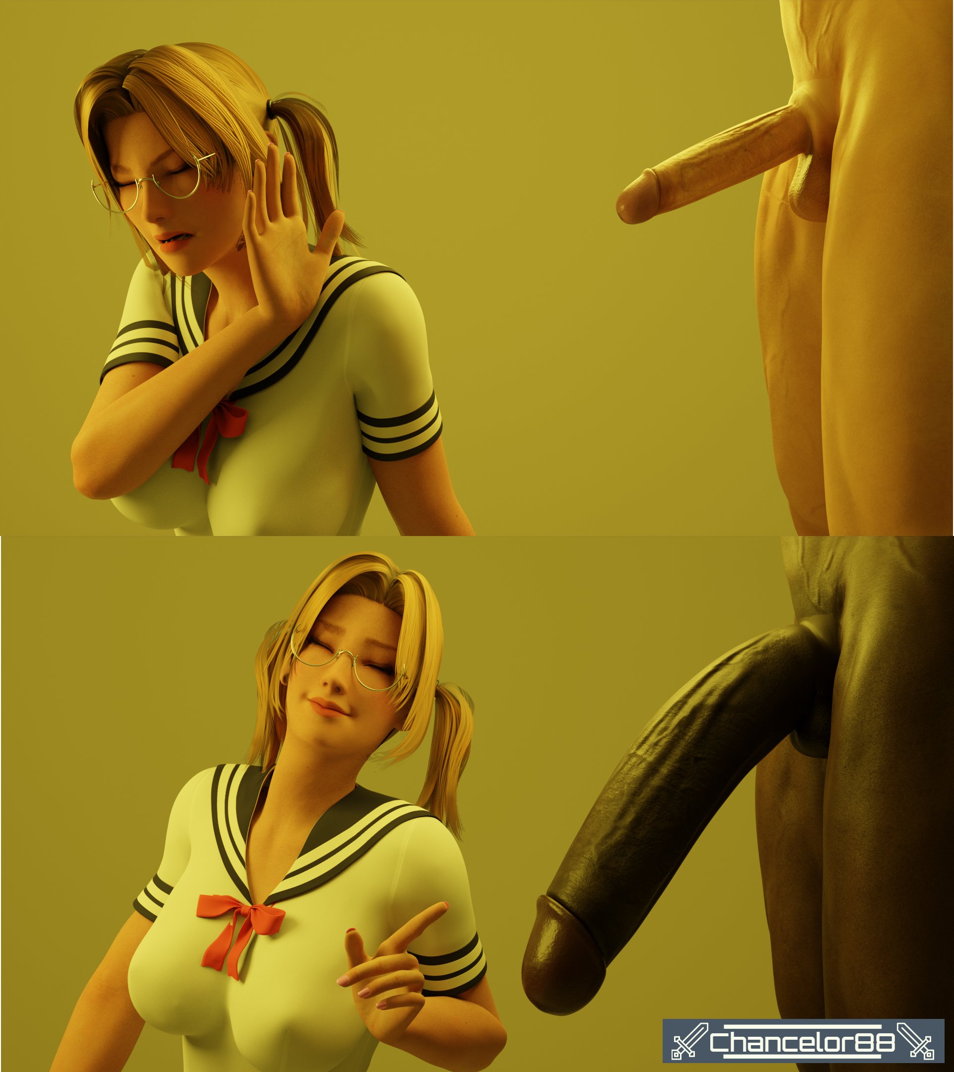 1girls, 3d, big breasts, big penis, blonde hair, breasts, chancelor88, dark skin, dark-skinned male, dead or alive, drake meme, female, human, human only, interracial, large breasts, light skin, light-skinned female, light-skinned male, male, meme, penis, penis size difference, schoolgirl, tina armstrong