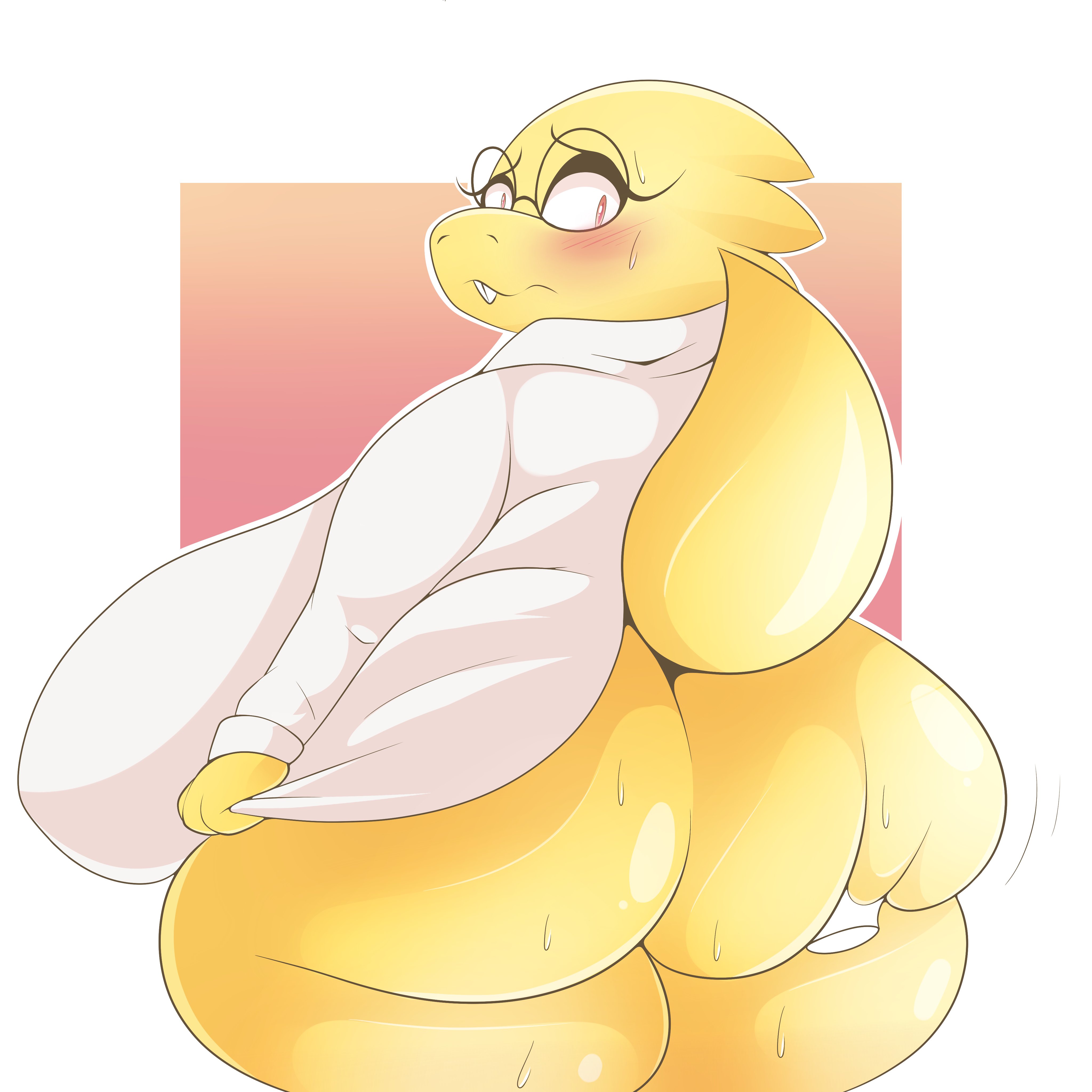 1:1, 1girls, 2d, absurd res, alphys, anthro, anthro female, anthro only, anthrofied, arizonathevixen, ass, ass grab, big ass, big breasts, big butt, blush, bodily fluids, bottomless, breasts, buckteeth, butt grab, clothed, clothing, coat, deep skin, disembodied hand, embarrassed, eyewear, female, female only, glasses, hand on ass, hand on butt, hi res, hips, huge ass, huge breasts, huge butt, humanoid, hyper, hyper ass, hyper breasts, hyper butt, labcoat, large ass, large breasts, large butt, lizard, lizard girl, lizard humanoid, looking at viewer, looking back, love handles, nervous, non-mammal breasts, overweight, overweight anthro, overweight female, portrait, rear view, red eyes, reptile, reptile humanoid, scales, scalie, simple background, solo, solo female, standing, sweat, teeth, thick, thick ass, thick tail, thick thighs, thighs, three-quarter portrait, three-quarter view, topwear, undertale, undertale (series), video games, wavy mouth, wide hips, yellow body, yellow scales, yellow skin
