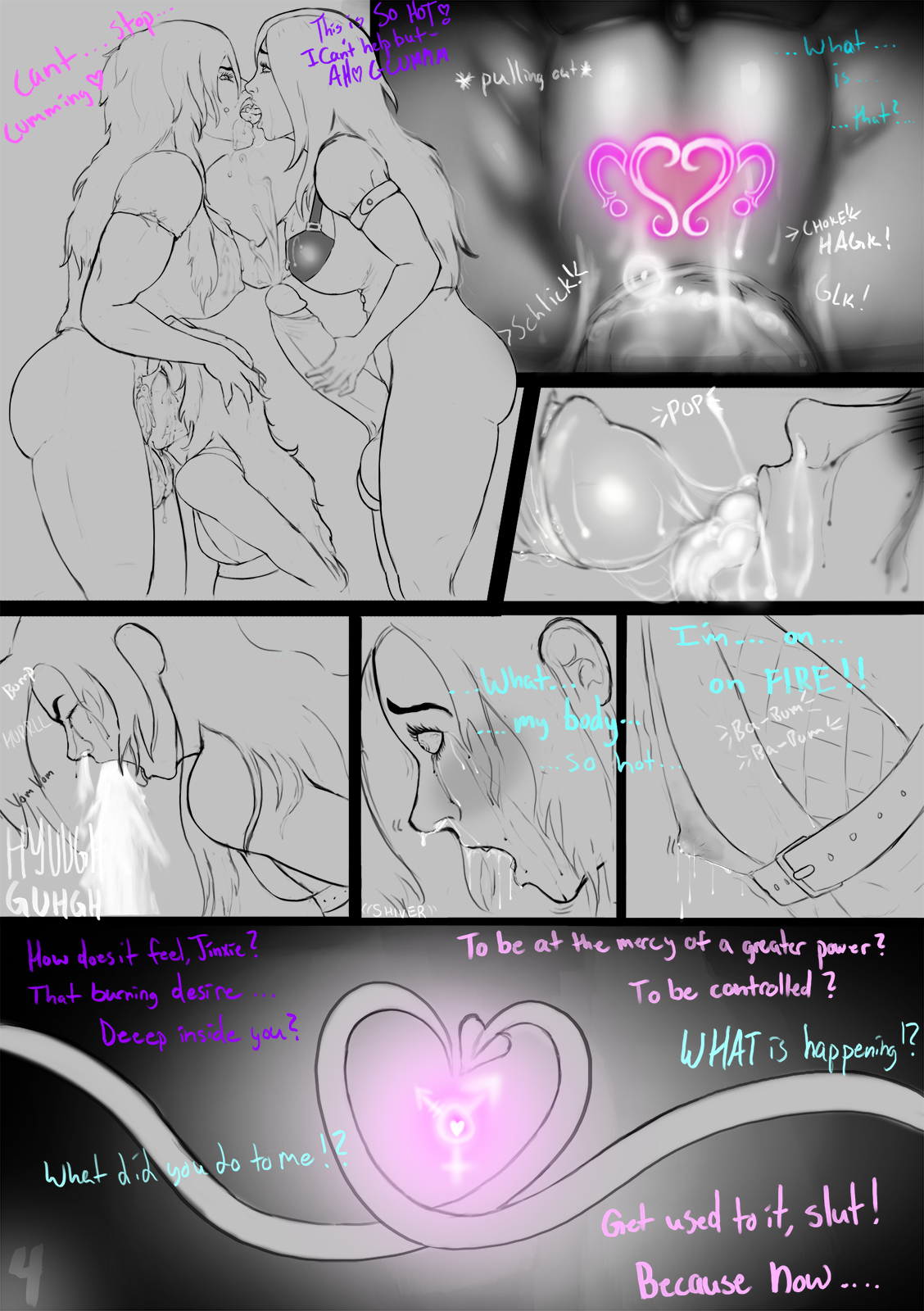 1girls, 2futas, balls, big breasts, big penis, breasts, caitlyn kiramman, canon couple, comic, corruption, couple, cum, cum in mouth, cum in throat, deepthroat, demon, dialogue, excessive cum, extrachris-py, fellatio, female, femsub, forced, futa on female, futa on futa, futadom, futanari, gag, gagged, gagging, gasp, group, group sex, huge balls, huge cock, human, humanoid, incest, intersex, jinx (league of legends), kissing, league of legends, mascara, masturbation, mostly nude, oral, penis, runny makeup, sex, siblings, sisters, small breasts, text, threesome, throat bulge, vi
