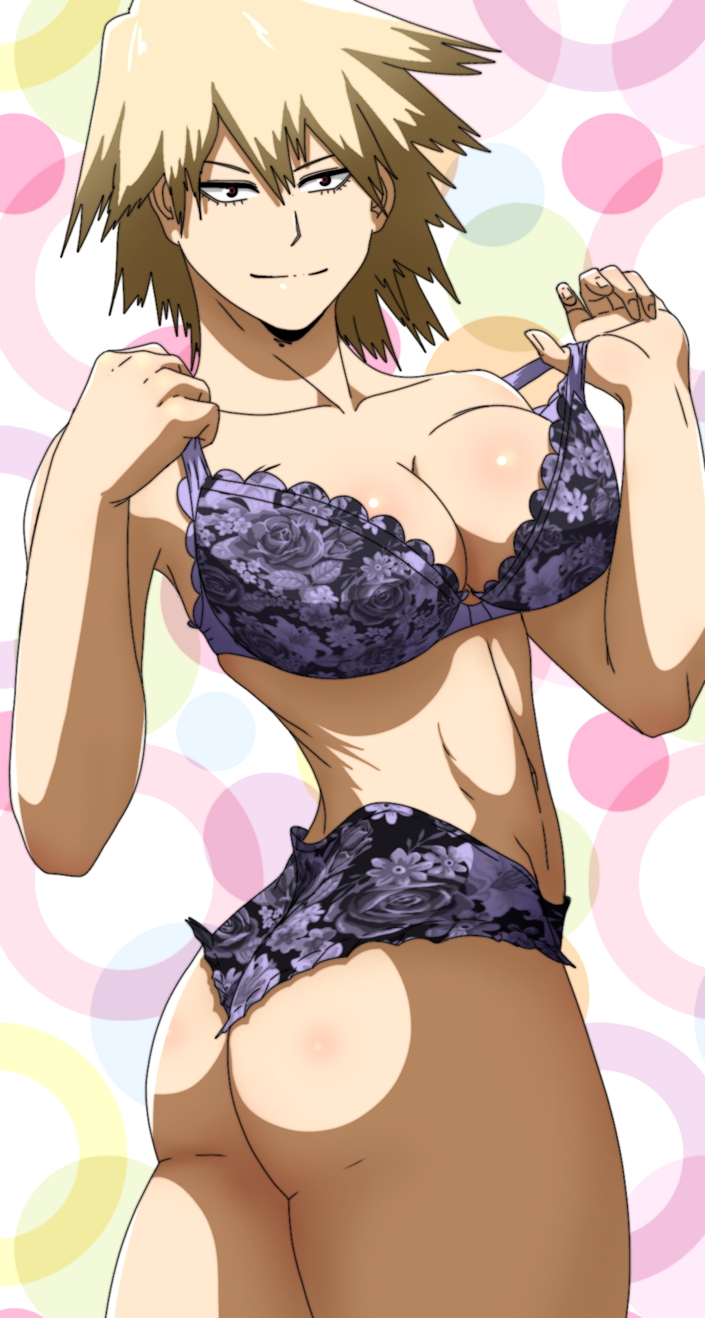 ass, blonde hair, boobs and butt pose, breasts, female, lingerie, mature, milf, mitsuki bakugou, mother, my hero academia, red eyes, taticomar