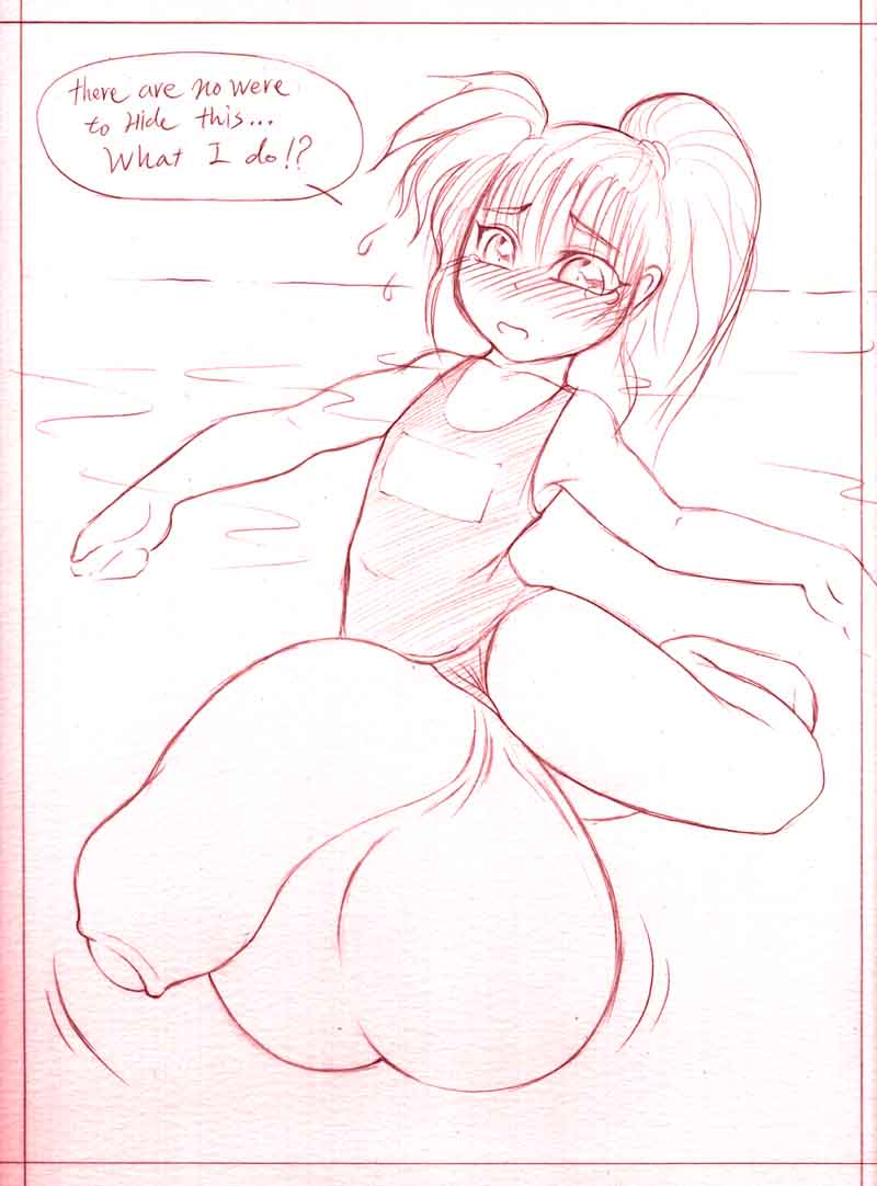 1futa, artist request, balls, balls expansion, balls growth, balls growth (enlargement), big penis, blush, clothed, clothing, dialogue, embarrassed, foreskin, futanari, genital expansion, genital growth, genital growth (enlargement), human, hyper balls, hyper penis, intersex, monochrome, partially clothed, penis, penis expansion, penis growth, penis growth (enlargement), public, sketch, solo focus, solo futa, swimsuit, text, uncircumcised, uncut
