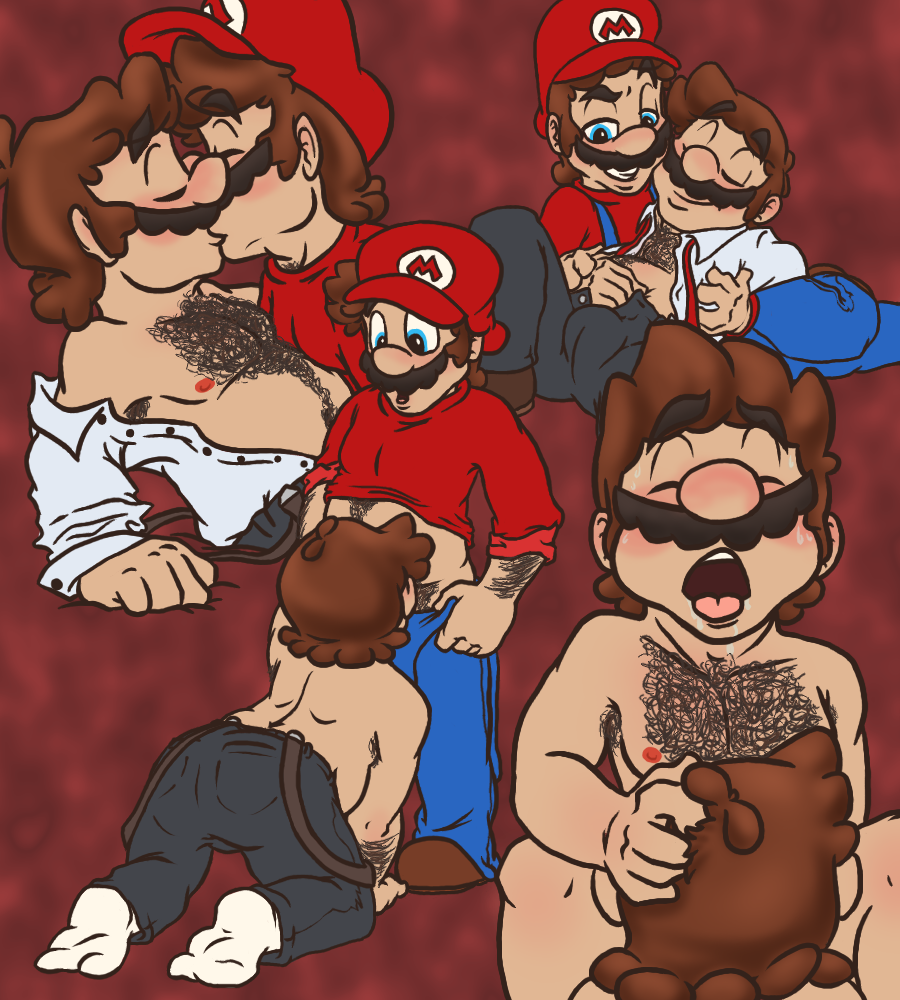 2boys ass blowjob blue_eyes blush brown_hair bulge clone clothed clothed_male_nude_male clothed_sex clothing color doctor dr._mario dr._mario_(series) fellatio gay hairy hat kissing koopakinky85 male male_only mario mario_(series) multiple_boys multiple_views mustache nintendo nipples nude nude_male oral oral_sex red_background red_clothing selfcest sex shoes short_hair simple_background white_coat yaoi