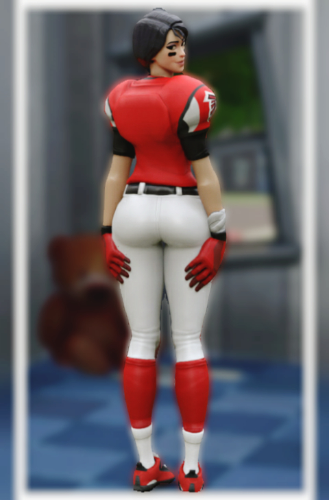 1girls 3d ass atlanta_falcons belt big_ass black_hair blitz_(fortnite) bubble_ass bubble_butt butt clothed dark_hair fat_ass female football_uniform fortnite gloves presenting_hindquarters shoes solo solo_female tagme tight_clothing