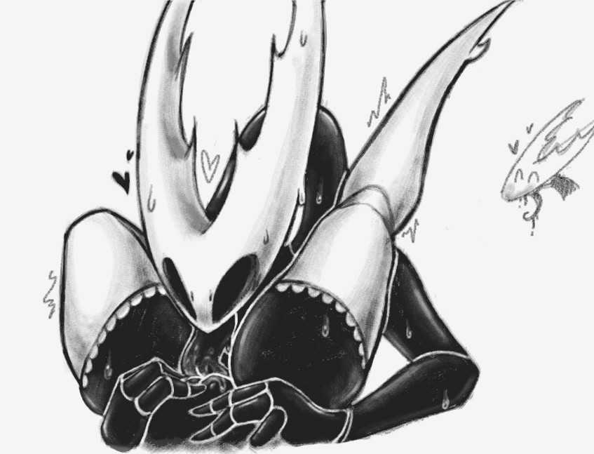 2020 anthro arthropod black_and_white black_body bodily_fluids cunnilingus duo fecharis female genitals heart hollow_knight hollow_knight_(character) incest insects male monochrome oral pussy sex simple_background sin_marshmallow_(artist) sinmarshmallow straight sweat team_cherry tongue tongue_out vaginal_penetration vessel_(species) video_games