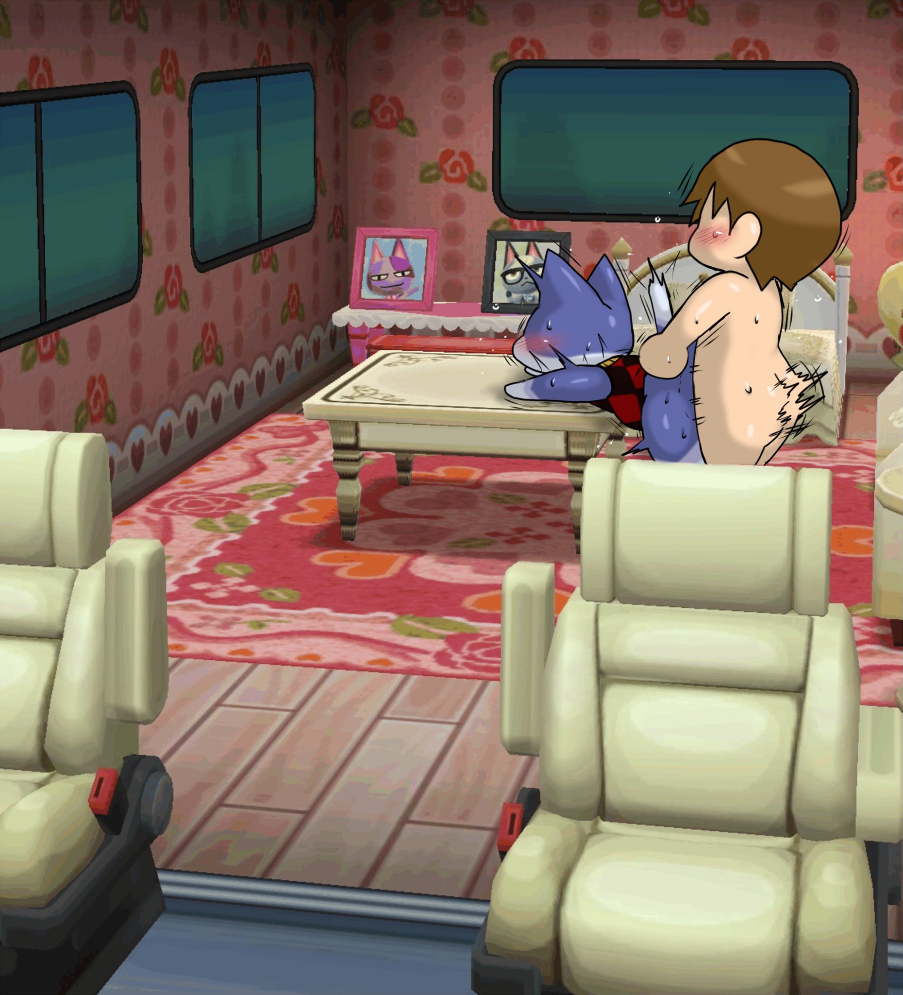 2boys, animal crossing, ass, balls, balls deep, bent over, big ass, blush, bob (animal crossing), claws, closed eyes, clothing, cute, cute fang, doggy style, domination, duo, enigi09, feline, fluffy, fluffy tail, fur, furry, gay, happy, heart, human, looking at another, looking at viewer, male, male only, mammal, naked, nintendo, nipples, open mouth, pawpads, paws, penis, precum, raymond (animal crossing), rover (animal crossing), sex, sitting, sweat, tail, tears, tongue, tongue out, villager (animal crossing), yaoi
