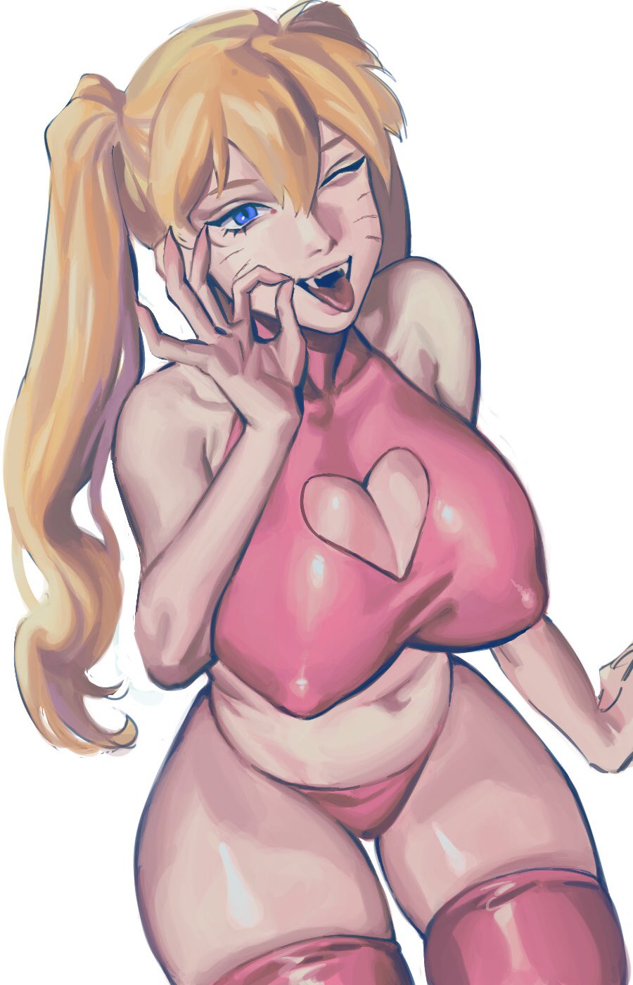 1girls 2020 artist_request bare_arms bare_shoulders big_breasts blonde_hair blue_eyes busty canon_genderswap cleavage cleavage_cutout closed_eyes clothing crop_top curvaceous curvy curvy_figure cute_fangs erect_nipples erect_nipples_under_clothes fangs fellatio_gesture female female_only fully_clothed g-string gender_transformation genderswap_(mtf) heart_cutout hourglass_figure large_breasts legwear lingerie long_hair naruko naruto naruto_(series) naruto_shippuden naughty_face nipple_bulge nipples one_eye_closed open_mouth panties pink_legwear pink_panties pink_thighhighs pink_thong posing revealing_clothes rule_63 sexy_no_jutsu sfw sharp_teeth sitting sleeveless sleeveless_shirt solo stockings stomach thick_thighs thighhighs thighs thong tied_hair tongue tongue_out twintails uzumaki_naruto voluptuous whisker_markings whiskers white_background wide_hips yellow_hair