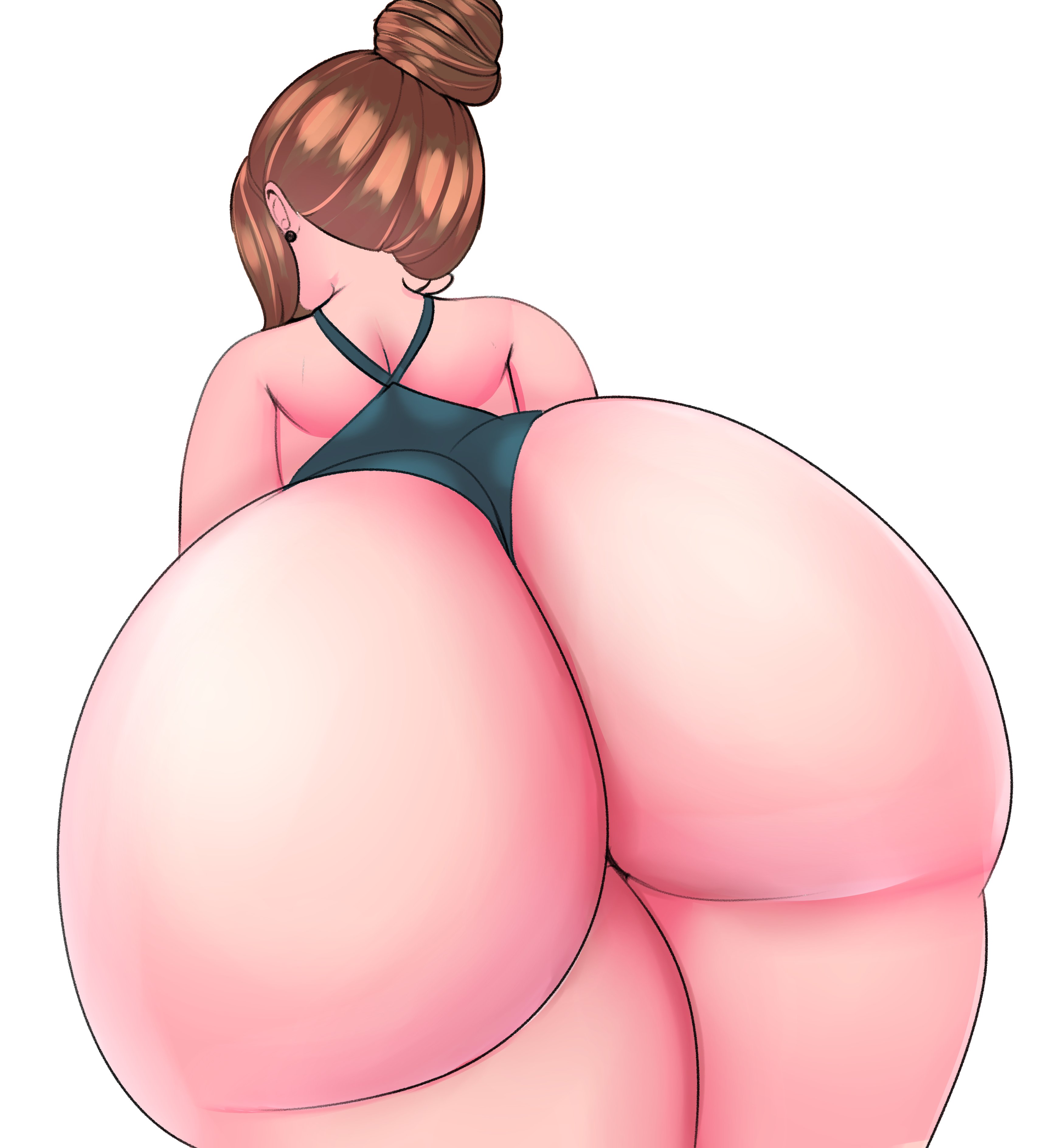 1girls, ass, ass focus, bare shoulders, big ass, clothing, earring, enormous ass, female, female only, fladdykin, gigantic ass, hair bun, huge ass, hyper, hyper ass, ineffective clothing, large ass, looking away, massive ass, no sex, swimsuit, tagme, thick thighs, wide hips