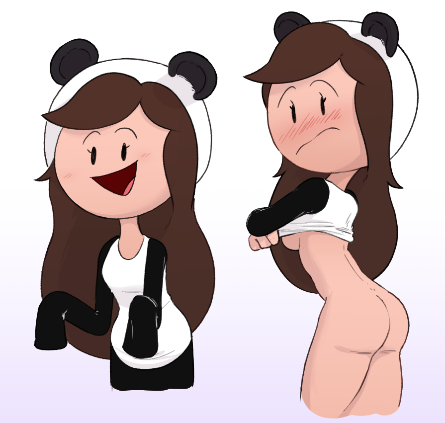 ass blush bottomless brown_hair chillypanda happy_female mannysdirt onesie shirt shirt_lift youtube youtuber