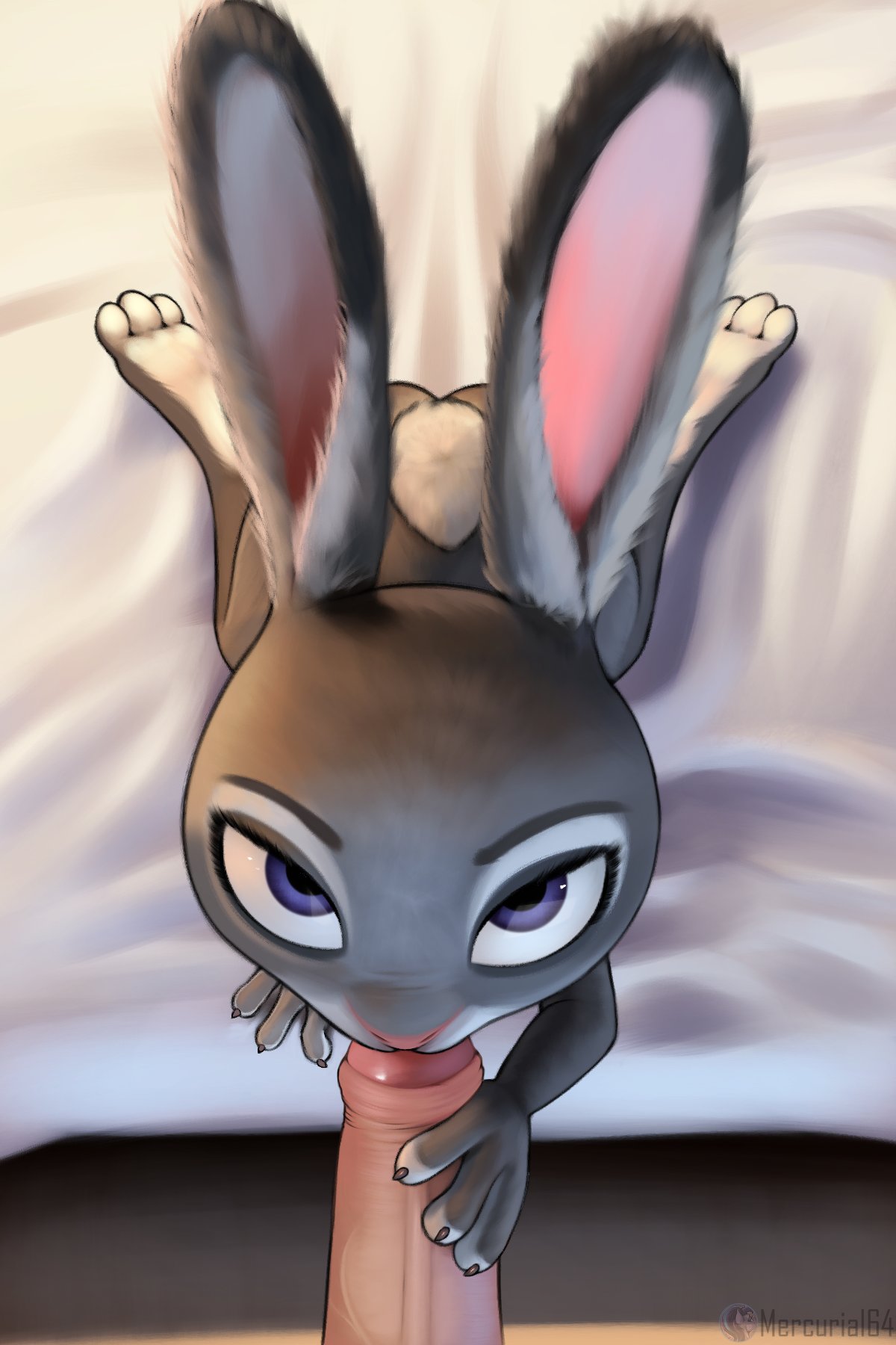 2020 2:3 3_toes anthro conditional_dnp digital_media_(artwork) disembodied_penis disney duo faceless_male fellatio fingers first_person_view foreskin genitals hi_res human_on_anthro humanoid_genitalia humanoid_penis judy_hopps lagomorph leporid long_ears looking_at_viewer male male_human/female_anthro male_on_anthro mammal mercurial64 oral penis rabbit sex solo_focus toes uncut zootopia