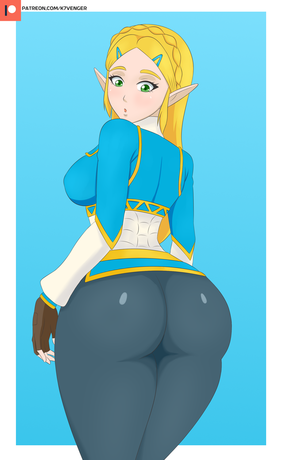 1girls 2d ass big_ass blonde_hair breasts breath_of_the_wild bubble_butt female gloves green_eyes k7venger large_ass leggings long_hair nintendo pointy_ears princess_zelda solo the_legend_of_zelda thick_thighs thighs tight_clothing tight_leggings zelda_(breath_of_the_wild)