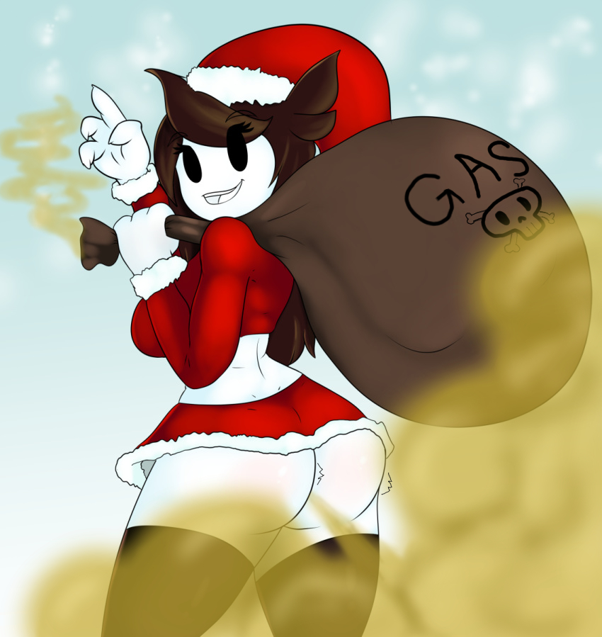 ass, christmas, fart, fart cloud, fart fetish, female, female only, jaiden, jaiden animations, jaidenanimations, neronova, santa costume, santa hat, youtube, youtuber