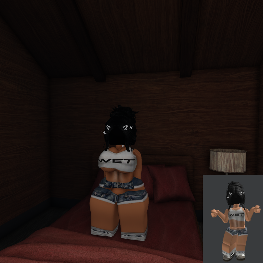 1girls 3d black_hair breasts catsulithr34 clothed hands_behind_back reference_image roblox roblox_avatar robloxian self_upload shorts tagme thighs tied_hair underboob