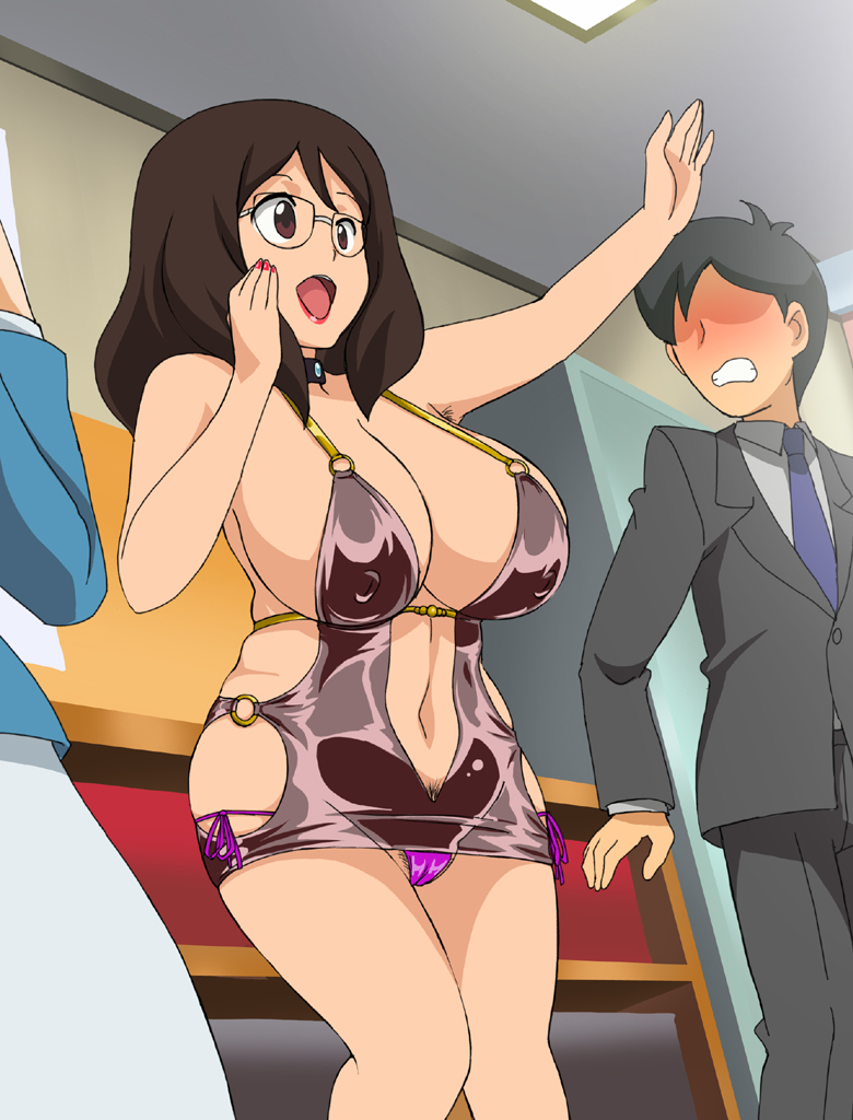 dress glasses hikawadou huge_breasts keita's_mom level-5 lily_adams milf skimpy yo-kai_watch youkai_watch