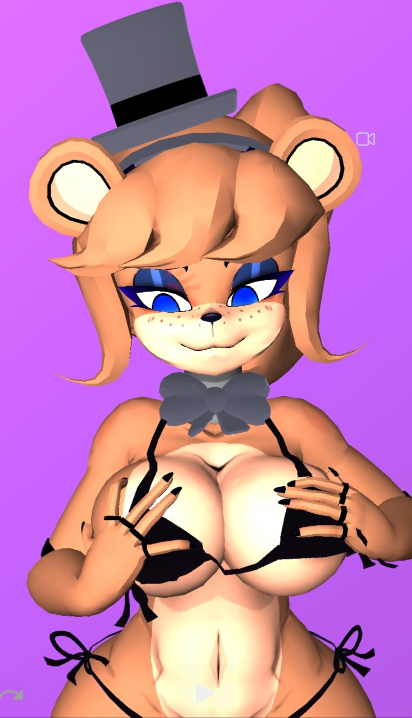 bikini bikini_top breast_grab breasts diggbigfgg fnaf freddy_(fnaf) fredina fredina's_nightclub fredina_(cally3d)