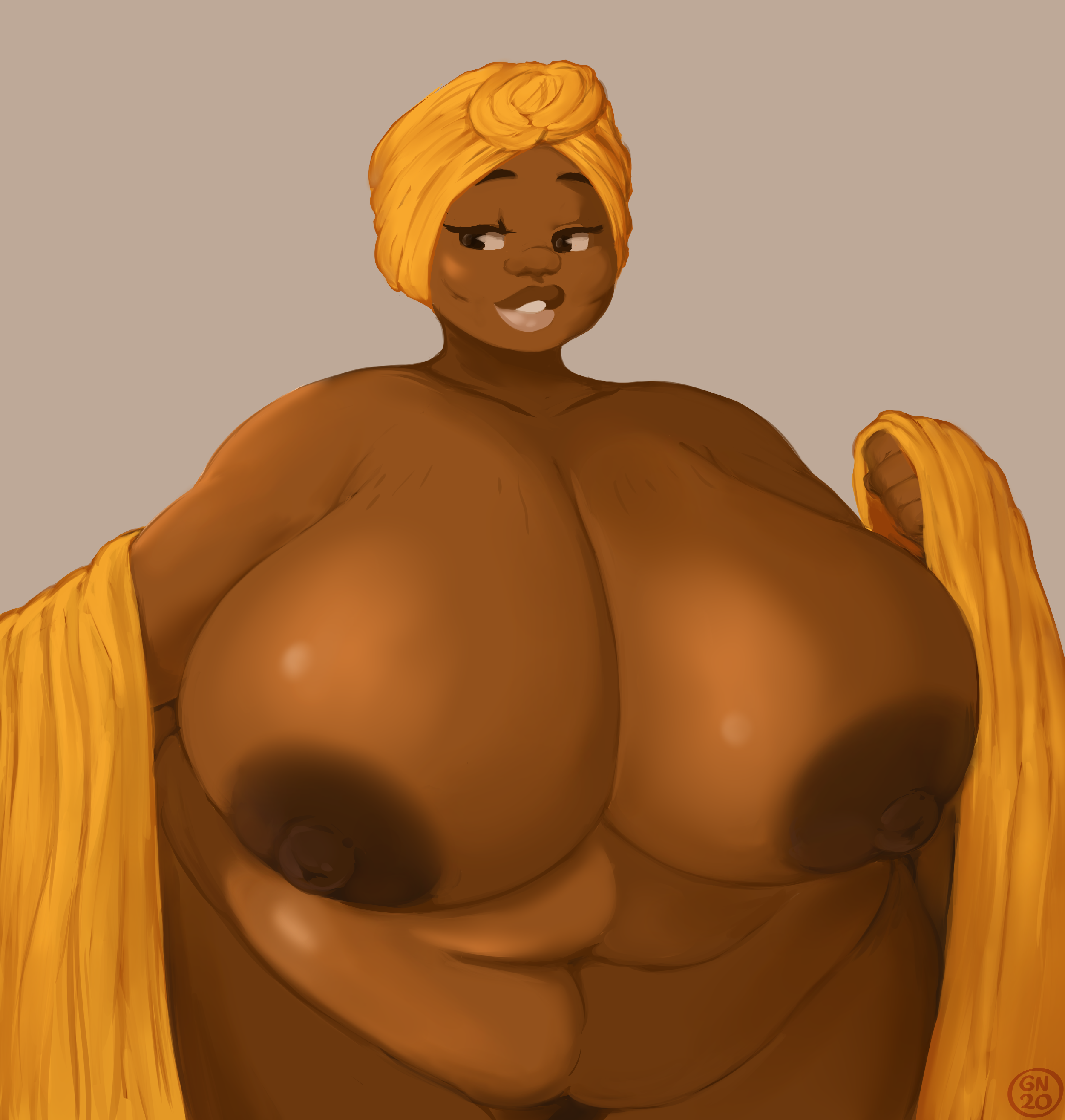 2020, absurd res, bbw, big areola, big belly, big breasts, big lips, big nipples, black female, black woman, breasts, dark nipples, dark skin, dark-skinned female, ebony, ebony female, fat female, female, gammanaut, hi res, large breasts, milf, nude, obese, obese female, overweight, overweight female, pac-man eyes, ssbbw, stretch marks