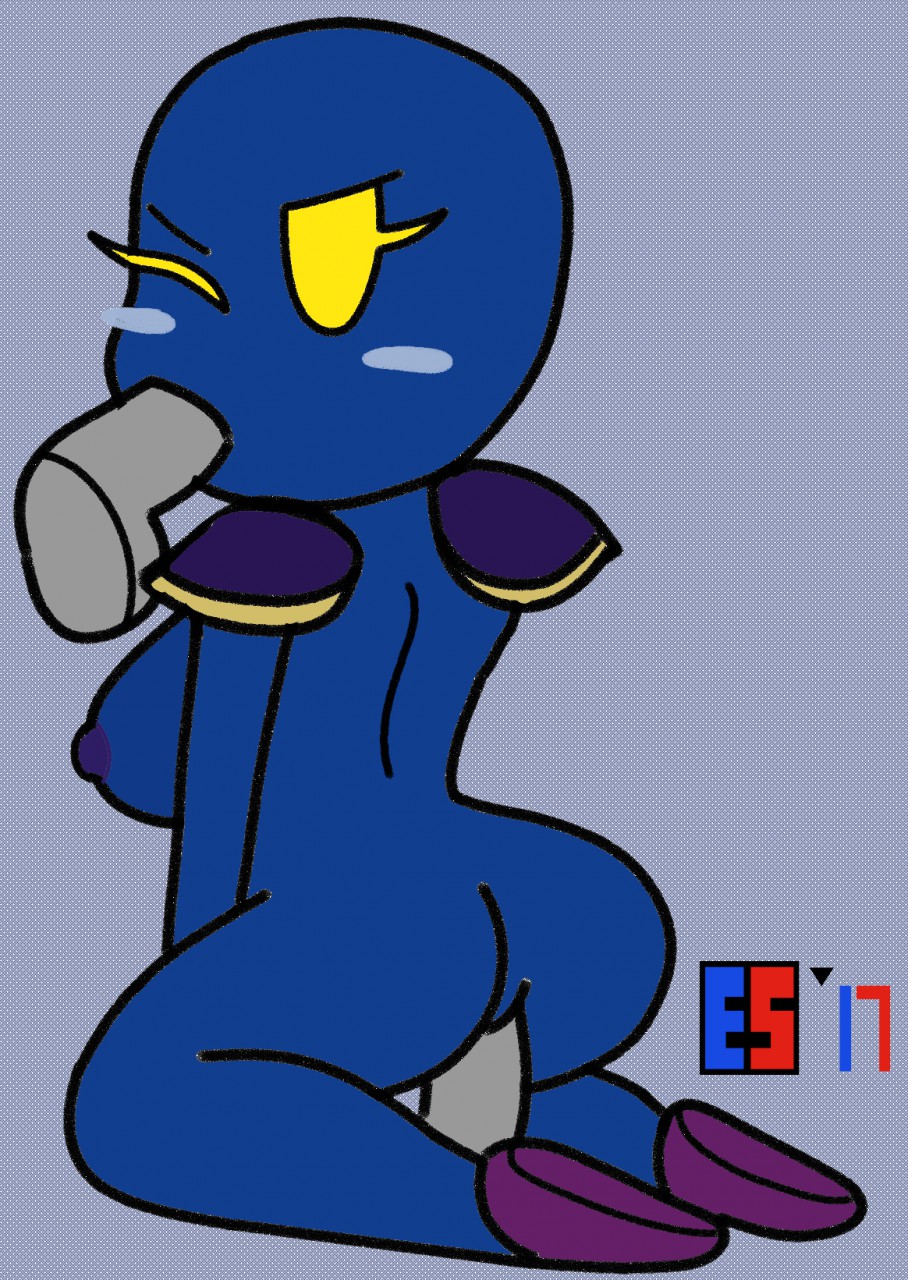 anal anal_sex angry_face anthro ass blowjob blue_body blue_skin blush breasts edwinshy fellatio female female_only kirby_(series) looking_at_viewer meta_knight naked nintendo nude nude_female oral_sex purple_feet solo solo_female yellow_eyes