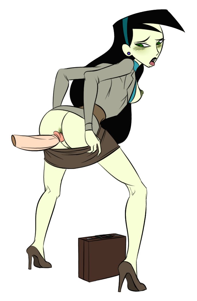 1boy, 1girls, anal, anal addiction, anal insertion, anal penetration, anal sex, anus, big penis, breasts, busty, disembodied penis, disney, disney channel, female, female focus, female penetrated, high heels, hourglass figure, imminent anal, incogneato, kim possible, light skin, light-skinned male, looking pleasured, male, male penetrating, male penetrating female, male/female, miss go, nipples, pale skin, pale-skinned male, penis, penis in ass, pinup, pinup pose, pleasured, pose, posing, shego, unseen male face, white background, wide hips