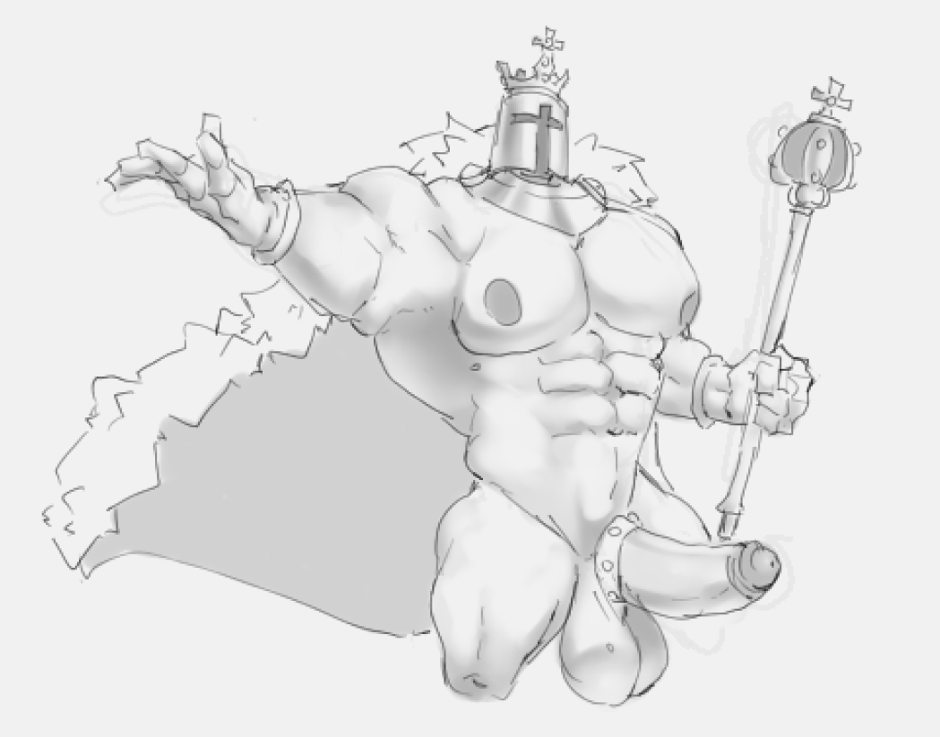 balls bara boner cape cock_ring crown erection gay king_knight male male_only monochrome muscles muscular penis phosbara shovel_knight solo solo_male yacht_club_games