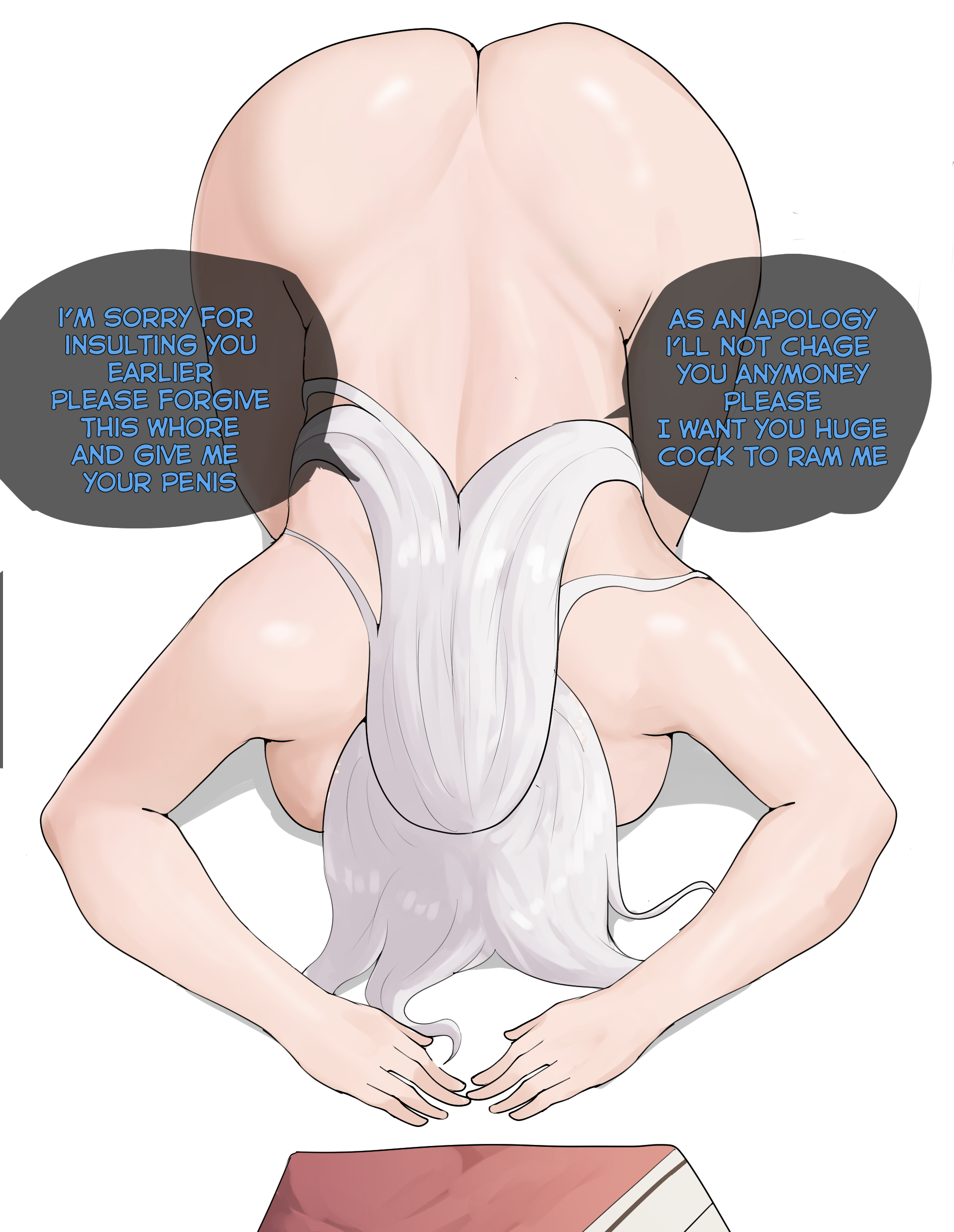 2girls, bow, completely nude, english text, female, hoshina subaru, kaoru hana wa rin to saku, kneeling, nipples, no bra, no panties, nude, nude female, text, thick thighs, thighs, waguri kaoruko, white hair, white hair female, woman, yellow glasses (lewd glasses)