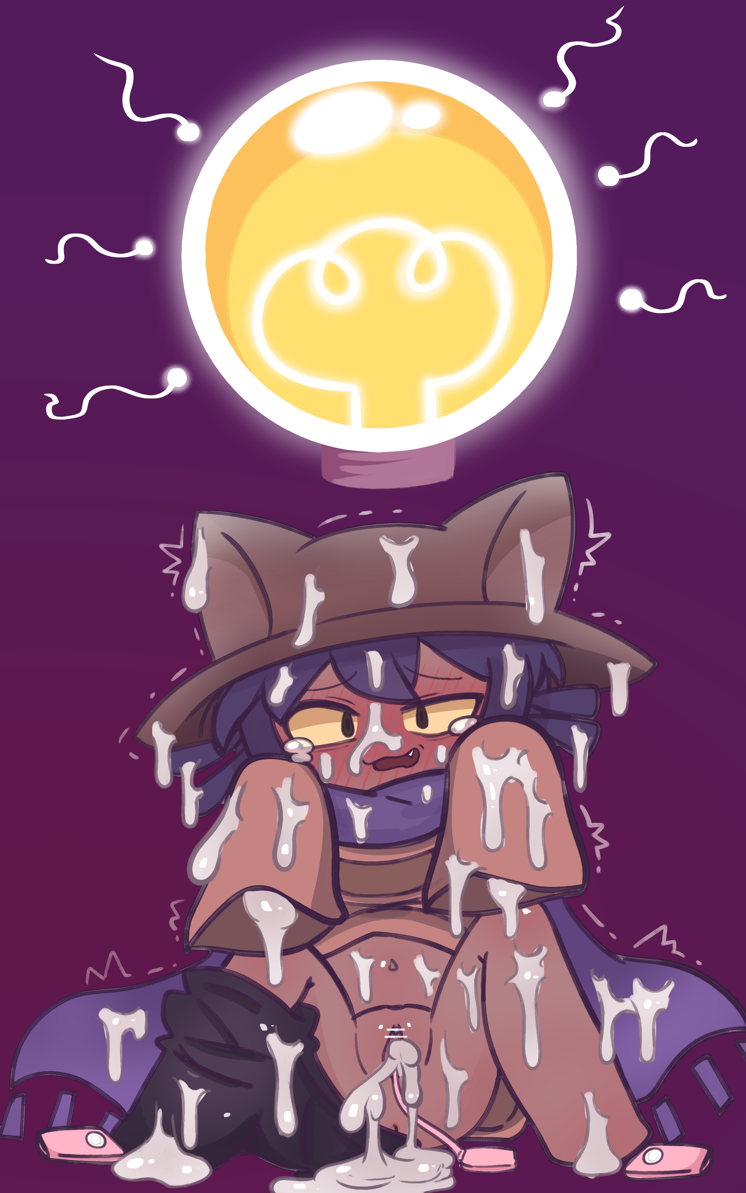 1girl, 1girls, after sex, after vaginal, censor bar, cum, fertilization, holo soda (artist), impregnation, line censoring, niko (oneshot), oneshot