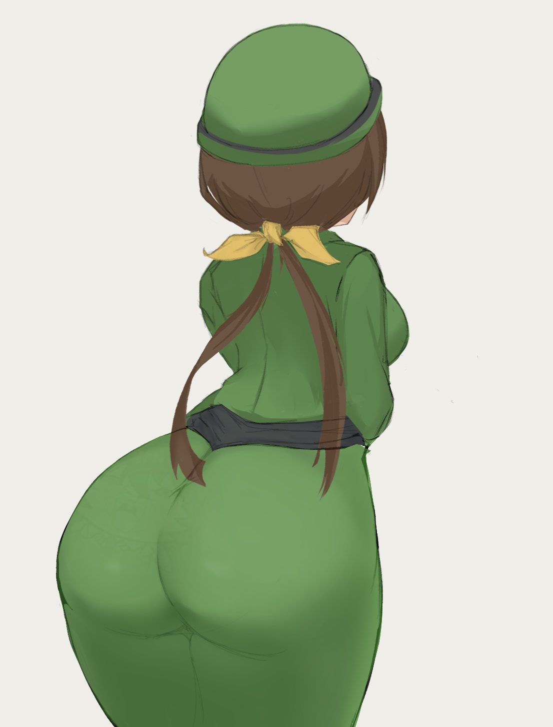 1girls, ass, back, bag, big ass, brown hair, clothing, facing away, from behind, green headwear, hat, hayakawa tazuna, huge ass, solo, striped, swadac30, tagme, thighs, umamusume, umamusume pretty derby