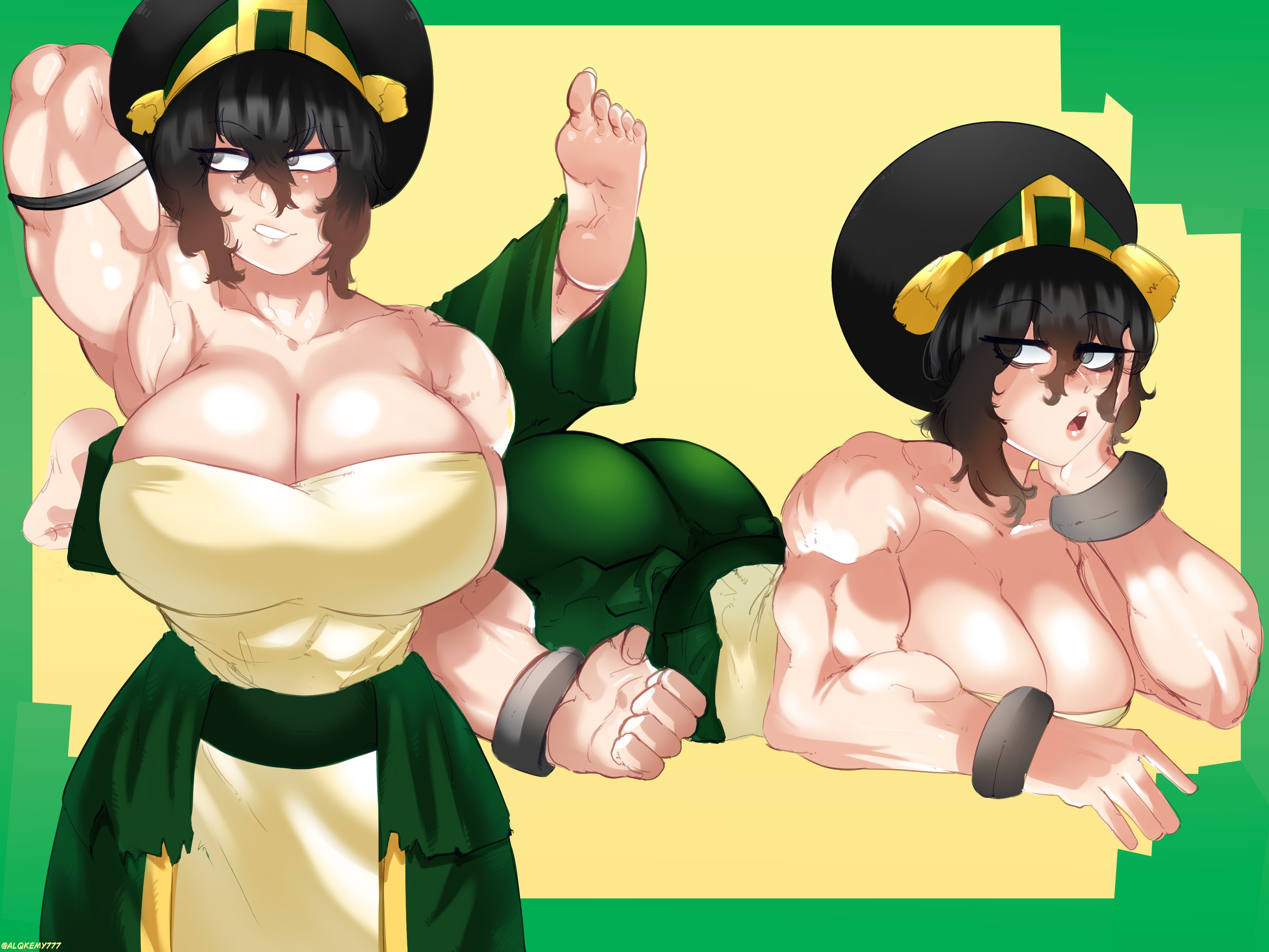 1girls, alqkemy777, ass, avatar legends, avatar the last airbender, breasts, female, female focus, female only, large ass, large breasts, light skin, light-skinned female, midriff, solo, the legend of aang, thick thighs, thighs, toph bei fong, wide hips