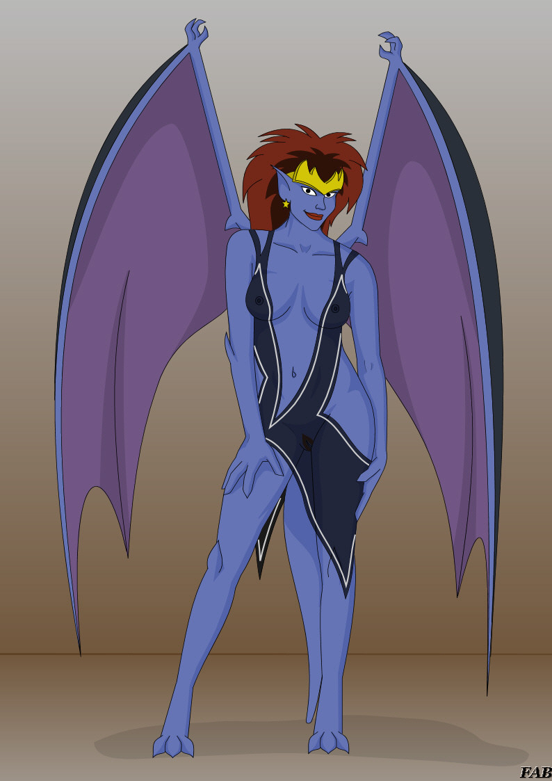 1girls blue-skinned_female blue_skin demona disney dress fab fab3716 female female_only gargoyles humanoid mature mature_female nipples red_hair see-through solo solo_female tagme