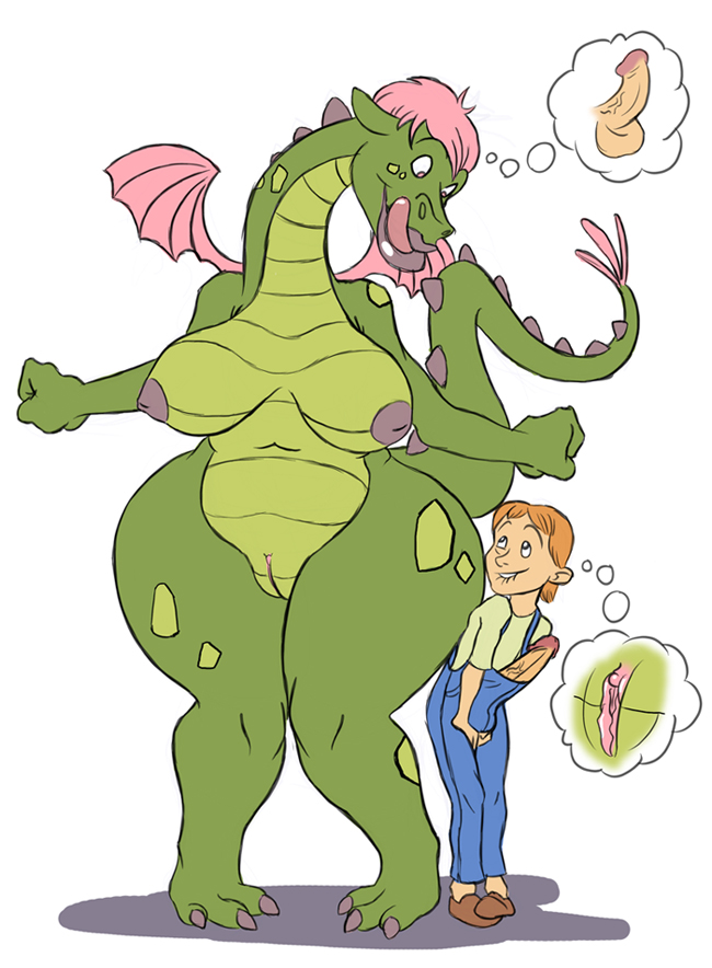 big_penis biting_lip biting_own_lip breasts disney elliott_(pete's_dragon) erection female male nipples overalls pete's_dragon pete_(pete's_dragon) pussy rule_63 straight