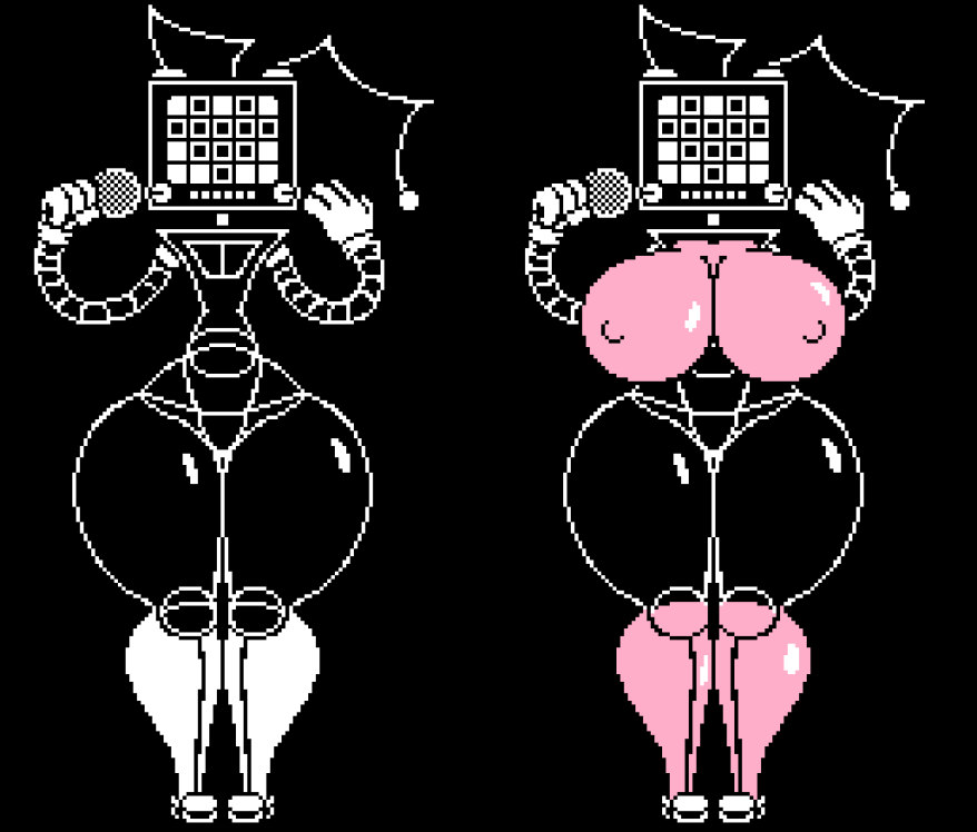 female_only huge_ass huge_breasts mettaton pixel_art robot robot_girl rule_63 the_absolute undertale video_game video_games