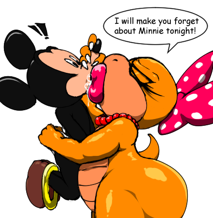 !! 1boy 1girls angelauxes bead_necklace bow bracelets cheating claws crossover disney flat_chest forced forced_kiss furry hetero holding_nose huge_ass huge_lips interspecies kissing koopaling larger_female long_eyelashes mario_(series) mickey_mouse mouse mouse_ears saliva saliva_trail scalie tagme tail thick_thighs underwear underwear_pull wendy_o._koopa white_background