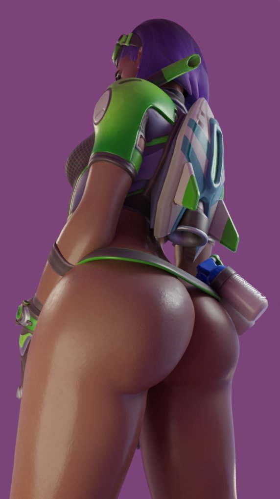 1girls, 3d, alternate costume, ass, ass focus, back view, big ass, blizzard entertainment, bottomless, butt shot, dark skin, dark-skinned female, female, large ass, latina, overwatch, plain background, sfmtessai, shiny skin, solo female, sombra, tulum sombra