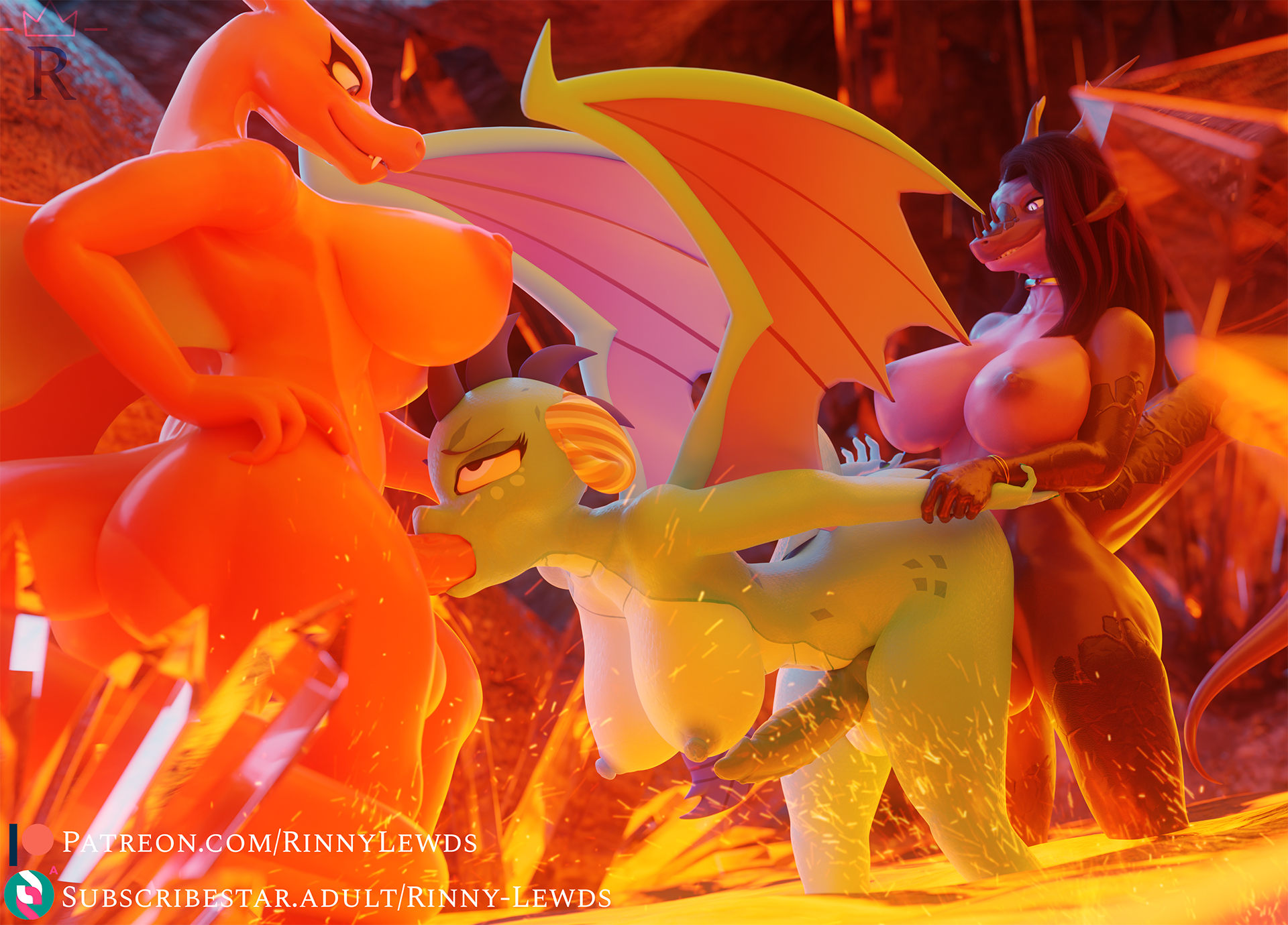 3d, 3d (artwork), anthro, anthro on anthro, anthro penetrated, anthro penetrating, anthro penetrating anthro, arm grab, big breasts, breasts, charizard, crossover, digital media (artwork), dragon, erection, fellatio, friendship is magic, from behind position, futa penetrated, futa penetrating, futa penetrating futa, futa/futa, futanari, genitals, group, group sex, hand on hip, hi res, intersex, intersex penetrated, intersex penetrating, intersex penetrating intersex, intersex/intersex, knot, lava, my little pony, nintendo, nipples, nude, oral, penetration, penile, penis, pokémon (species), pokemon, pokemon (species), princess ember (mlp), prison guard position, rinny, sex, spitroast, threesome, video games, volcanic setting