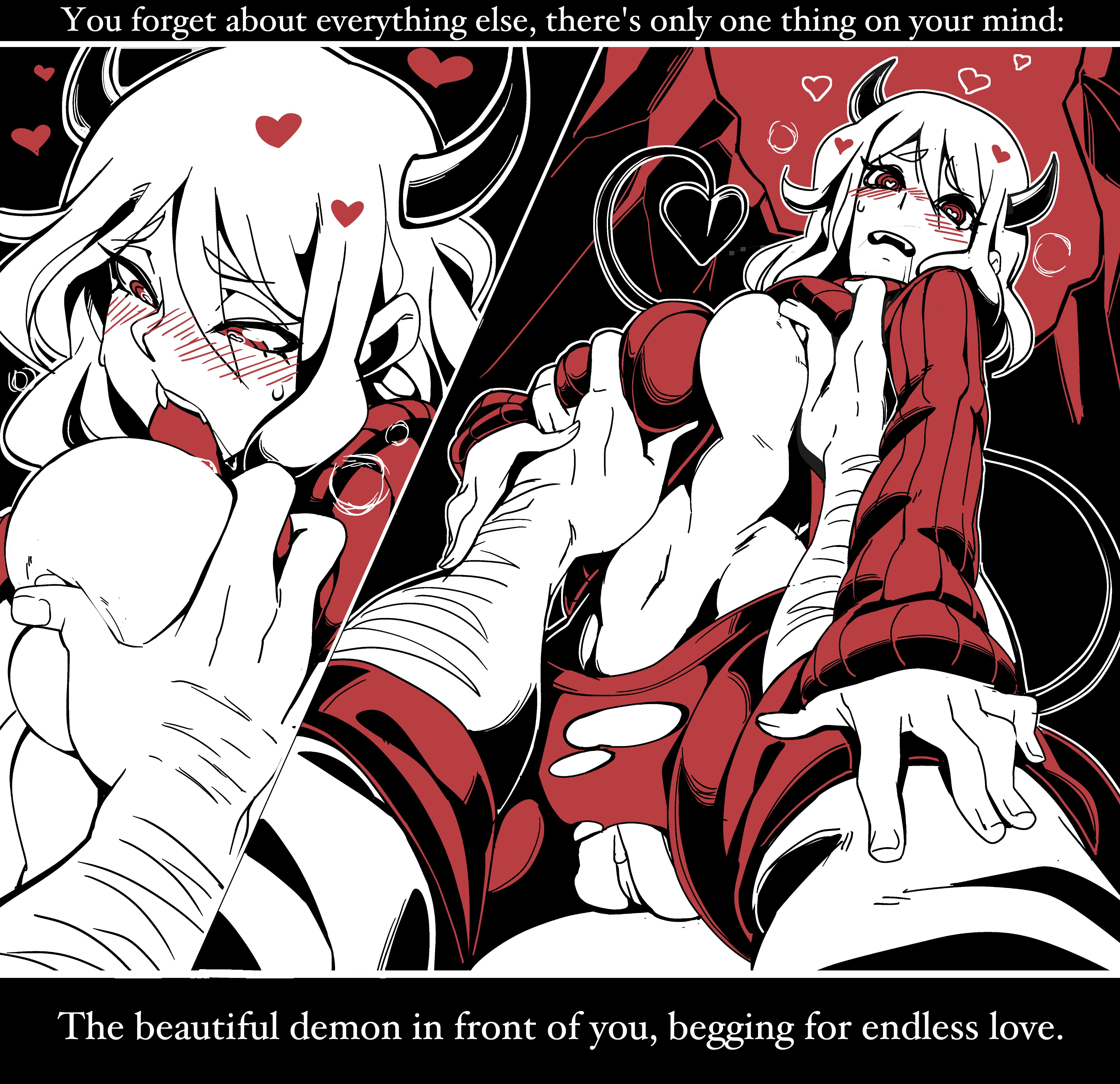 2020, big breasts, breasts, comic, demon, demon girl, female, helltaker, modeus (helltaker), nisego, straight hair, thick thighs, wide hips