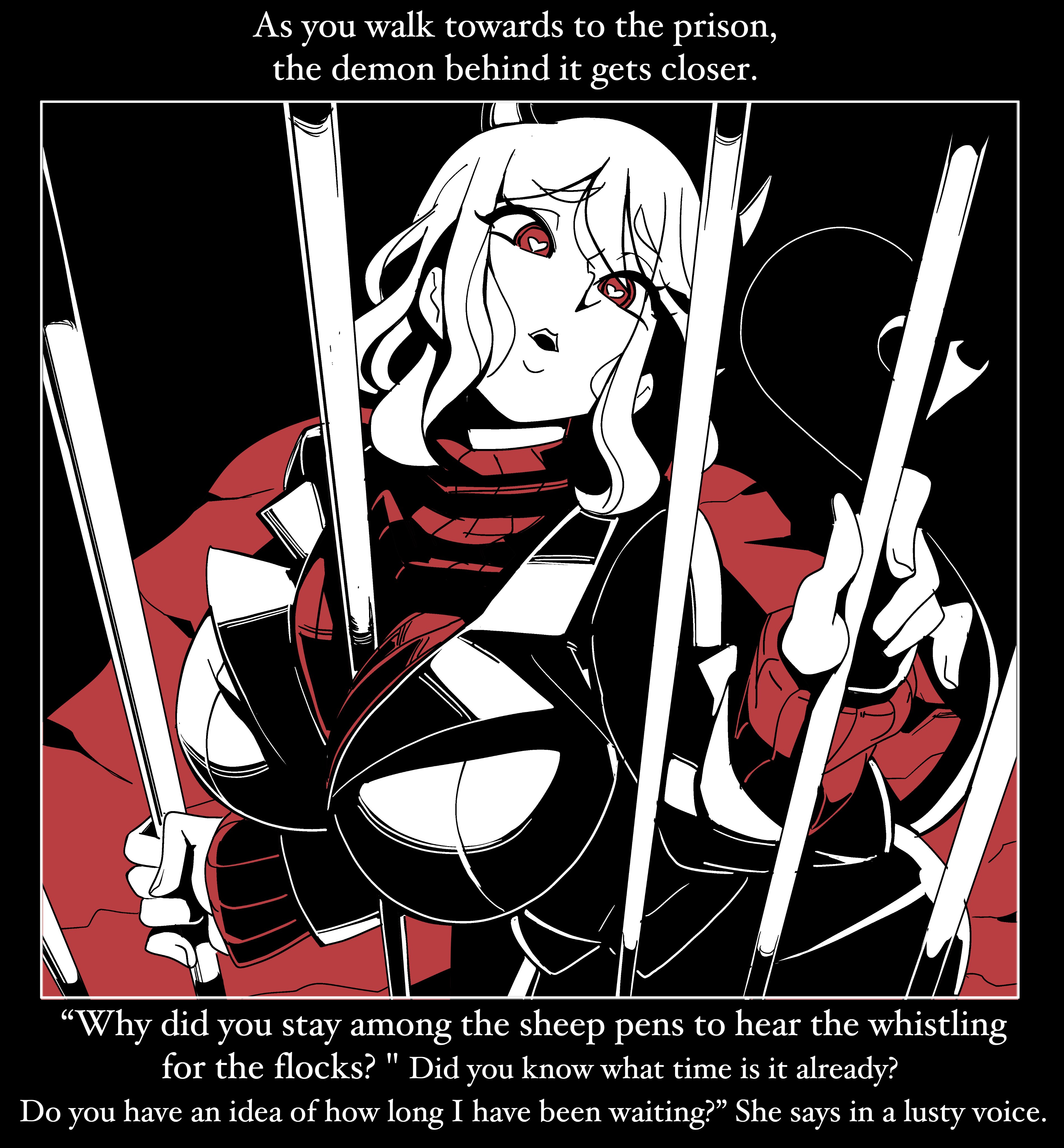 2020, big breasts, breasts, comic, demon, demon girl, female, helltaker, horny jail, modeus (helltaker), nisego, straight hair, thick thighs, wide hips
