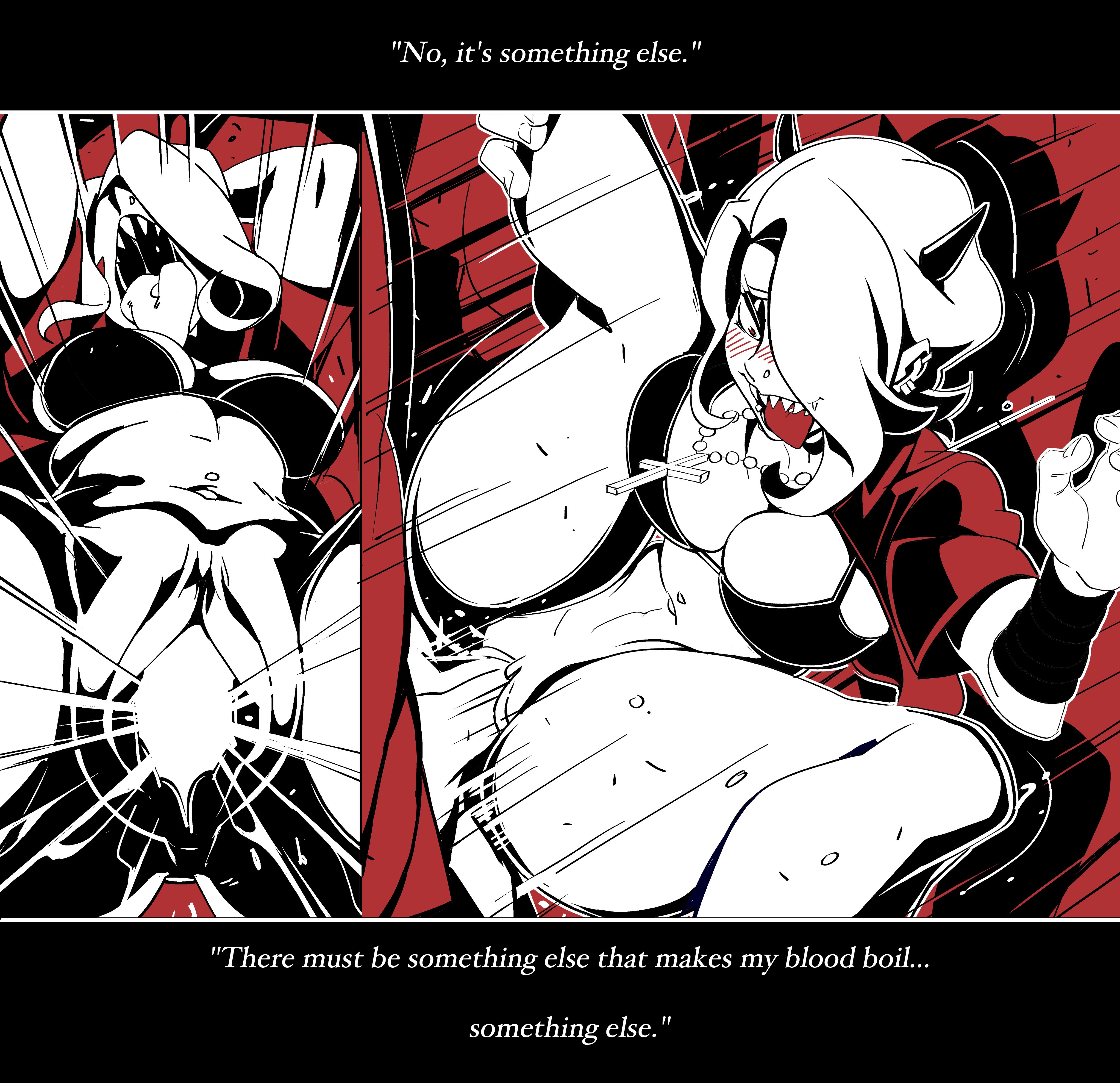 2020, big breasts, breasts, comic, demon, demon girl, female, helltaker, nisego, thick thighs, wide hips, zdrada (helltaker)