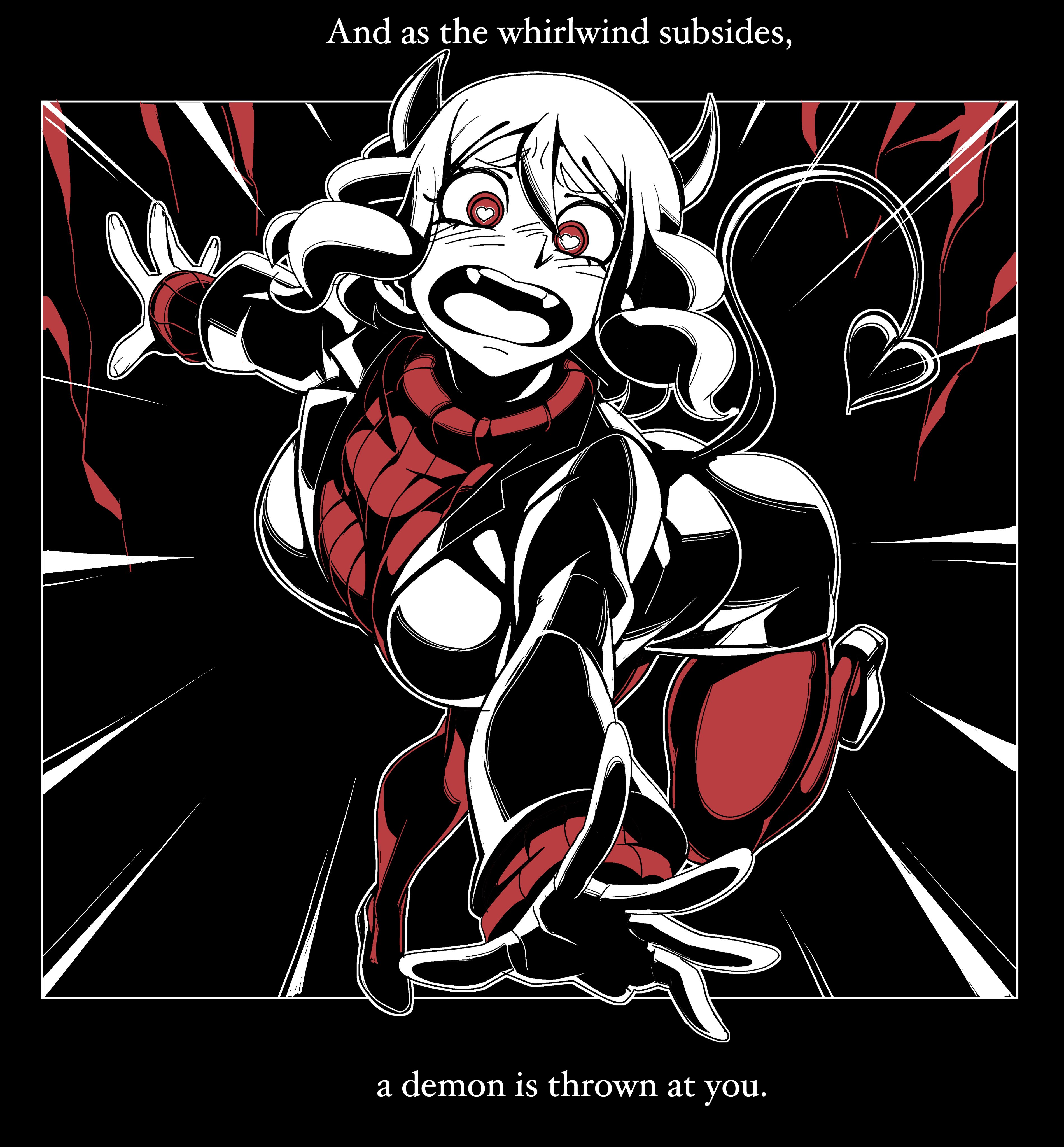 2020, big breasts, breasts, comic, demon, demon girl, female, helltaker, modeus (helltaker), nisego, straight hair, thick thighs, wide hips