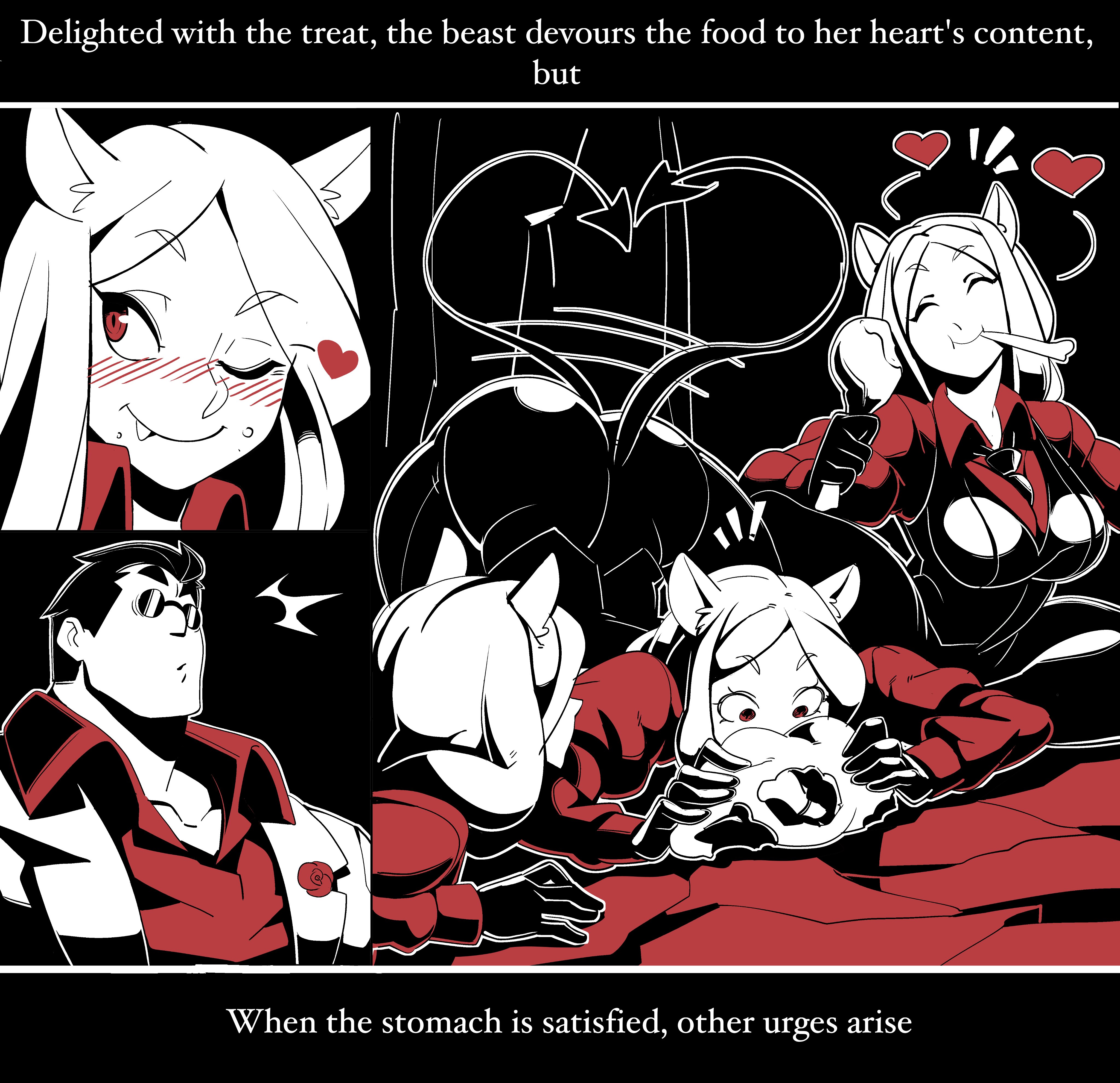 2020, big breasts, breasts, cerberus (helltaker), comic, demon, demon girl, female, helltaker, nisego, thick thighs, wide hips