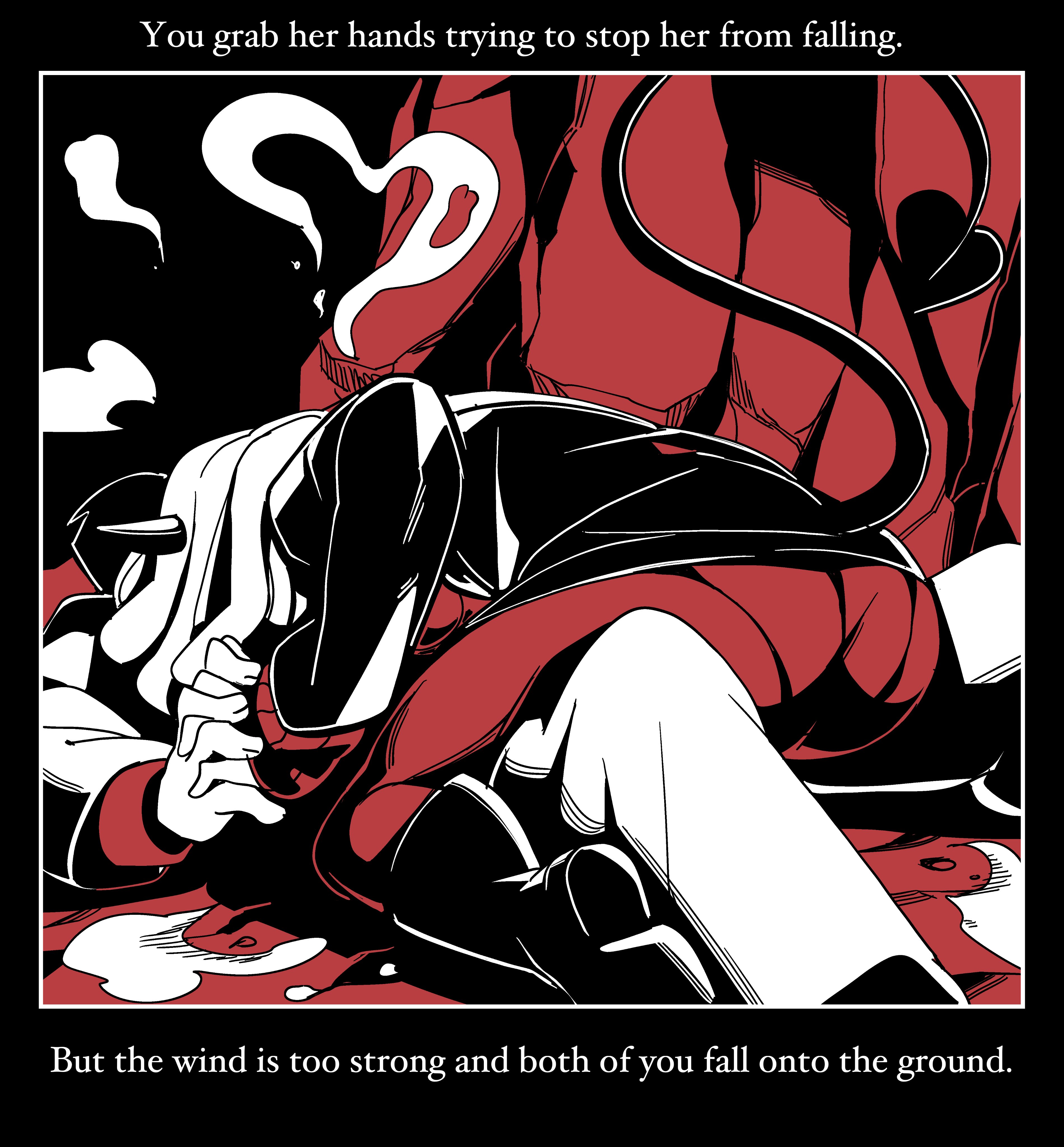 2020, big breasts, breasts, comic, demon, demon girl, female, hand holding, helltaker, holding hands, modeus (helltaker), nisego, straight hair, thick thighs, wide hips