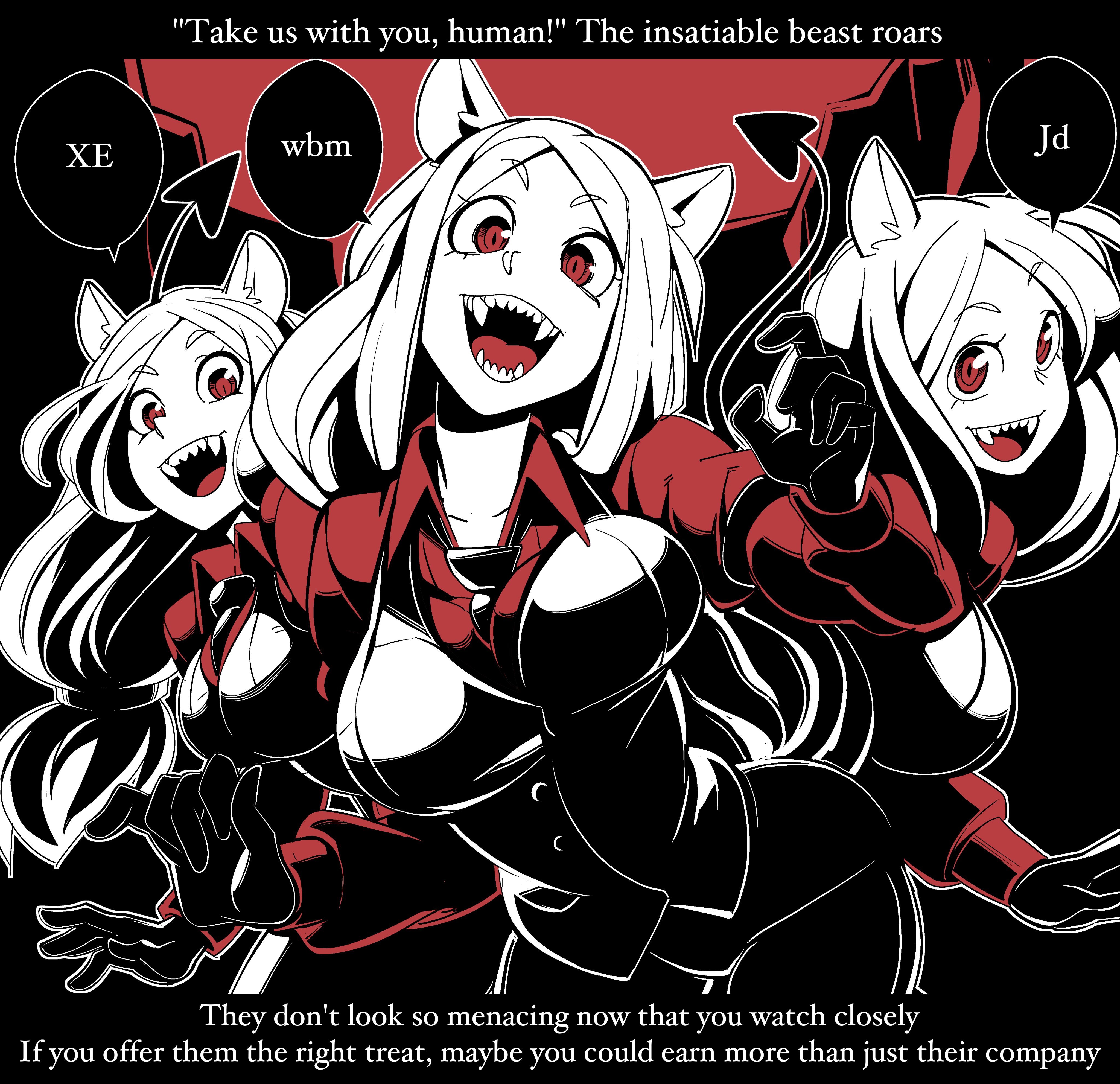 2020, big breasts, breasts, cerberus (helltaker), comic, demon, demon girl, female, helltaker, nisego, thick thighs, wide hips