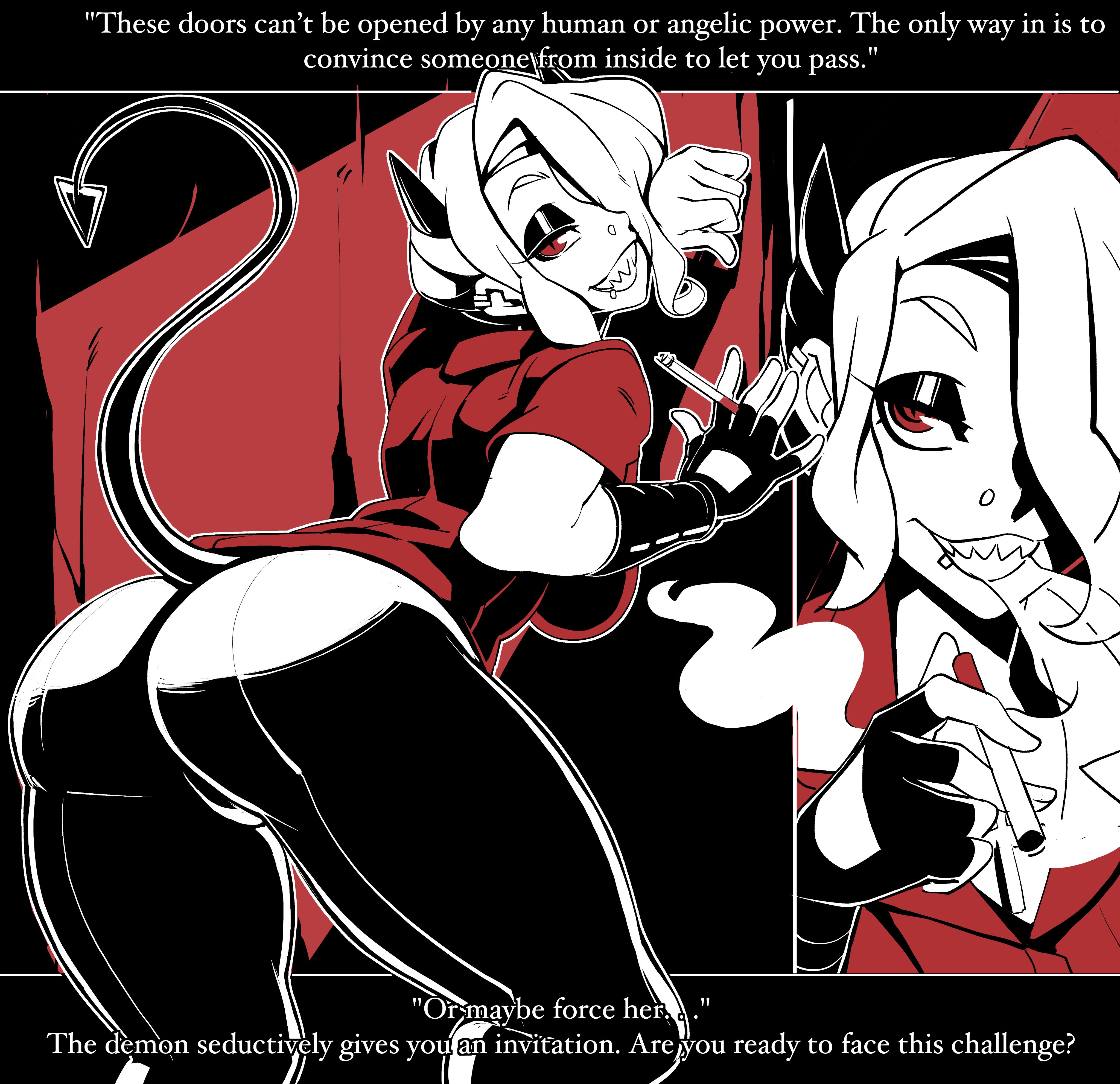 2020, big breasts, breasts, comic, demon, demon girl, female, helltaker, nisego, thick thighs, wide hips, zdrada (helltaker)